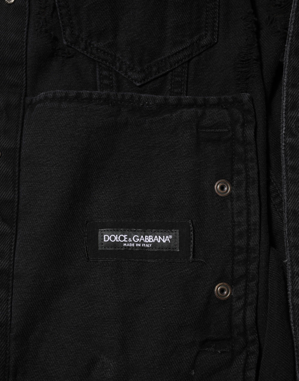 Dolce & Gabbana Schwarze Blouson-Jacke aus Baumwoll-Stretch-Denim