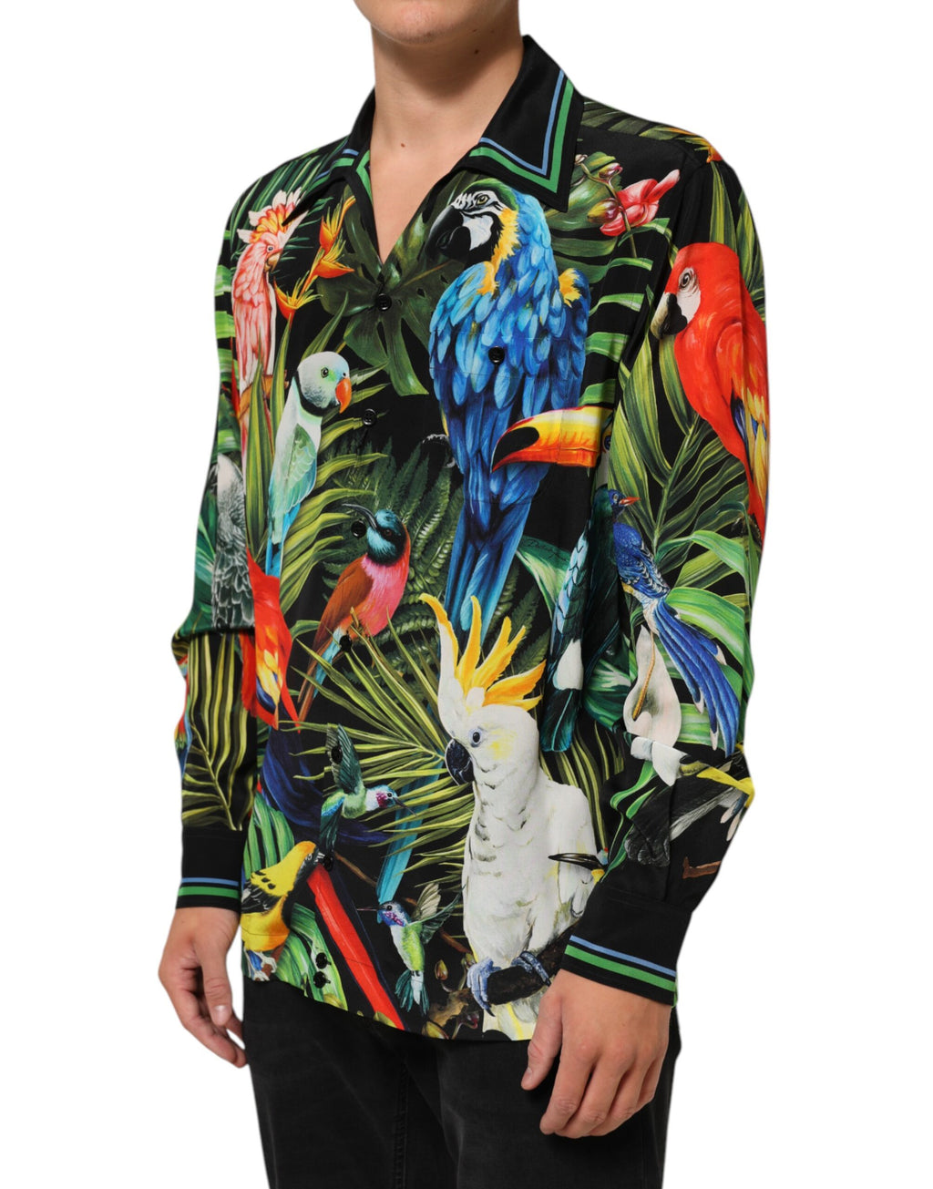 Dolce & Gabbana Multicolor Papagei Druck Lounge Casual Shirt