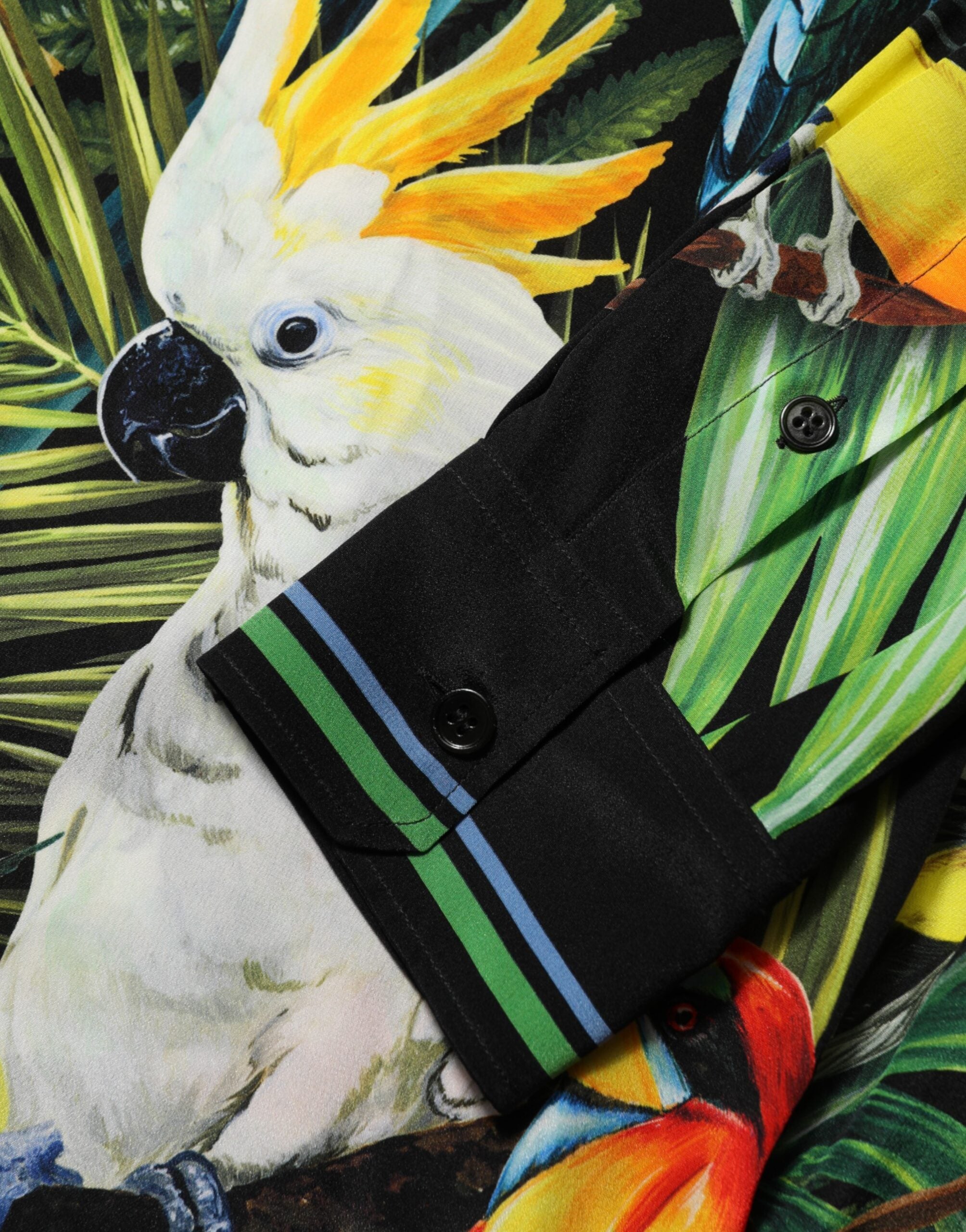 Dolce & Gabbana Multicolor Papagei Druck Lounge Casual Shirt