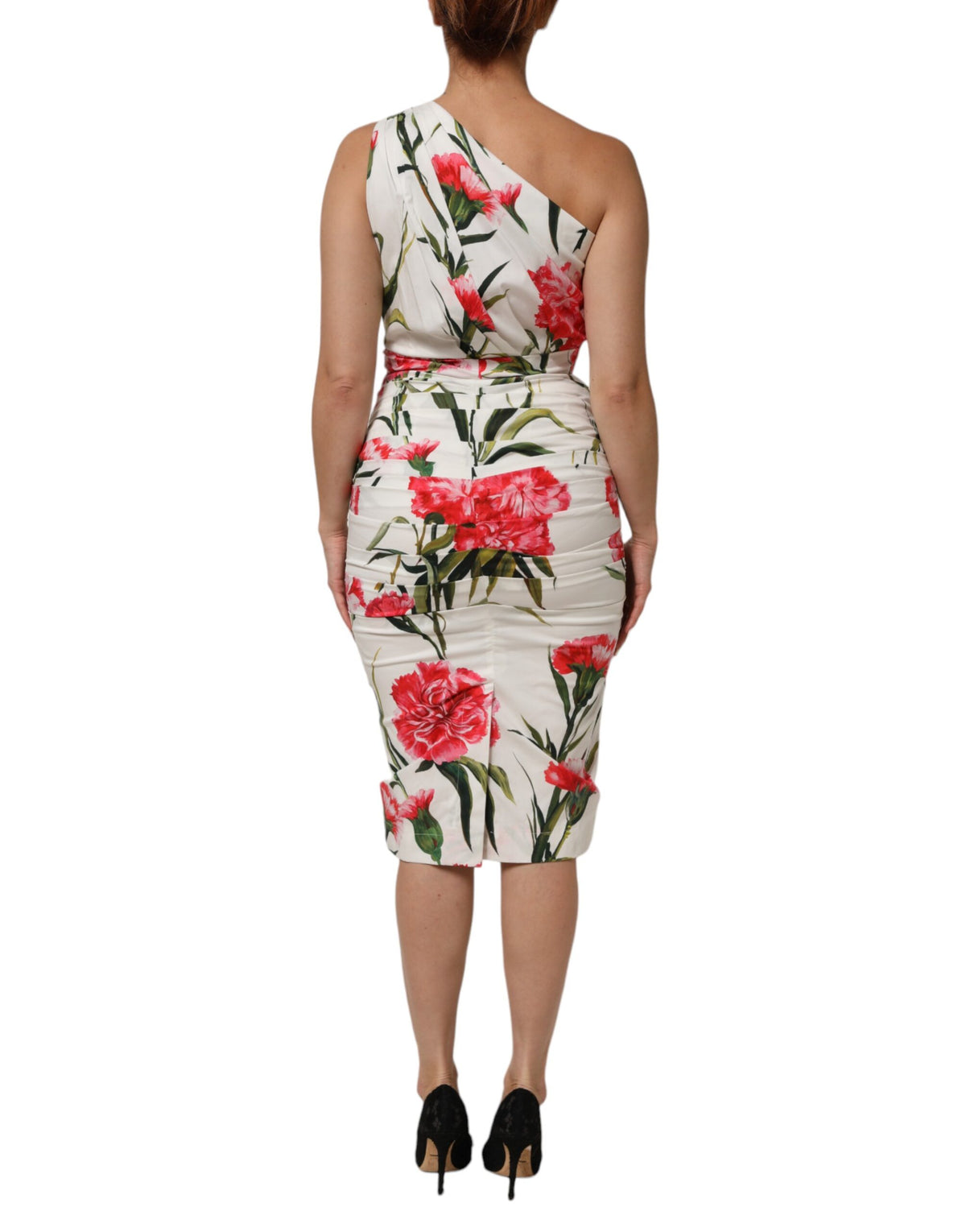 Dolce & Gabbana Witte Bloemen One Shoulder Schedejurk