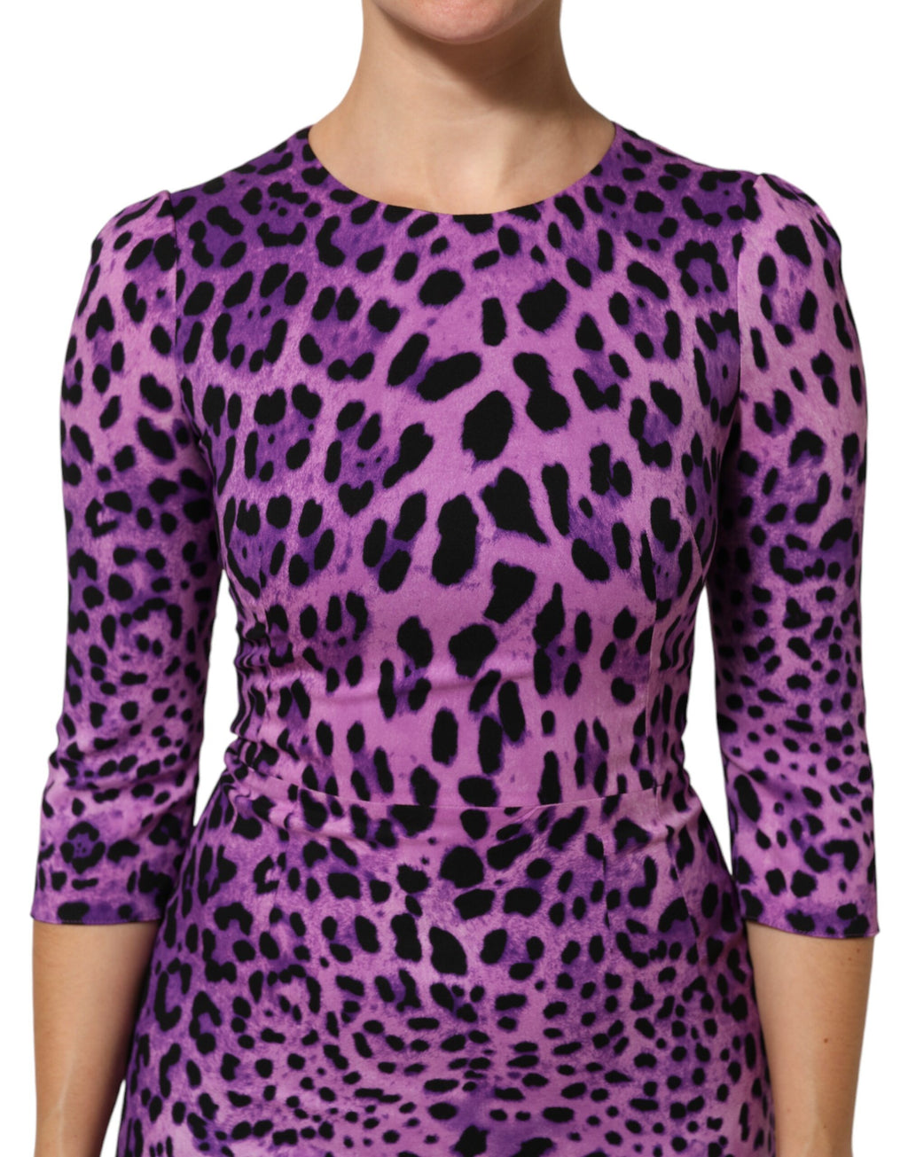 Dolce & Gabbana Violettes Leopardenmantel-Bodycon-Minikleid