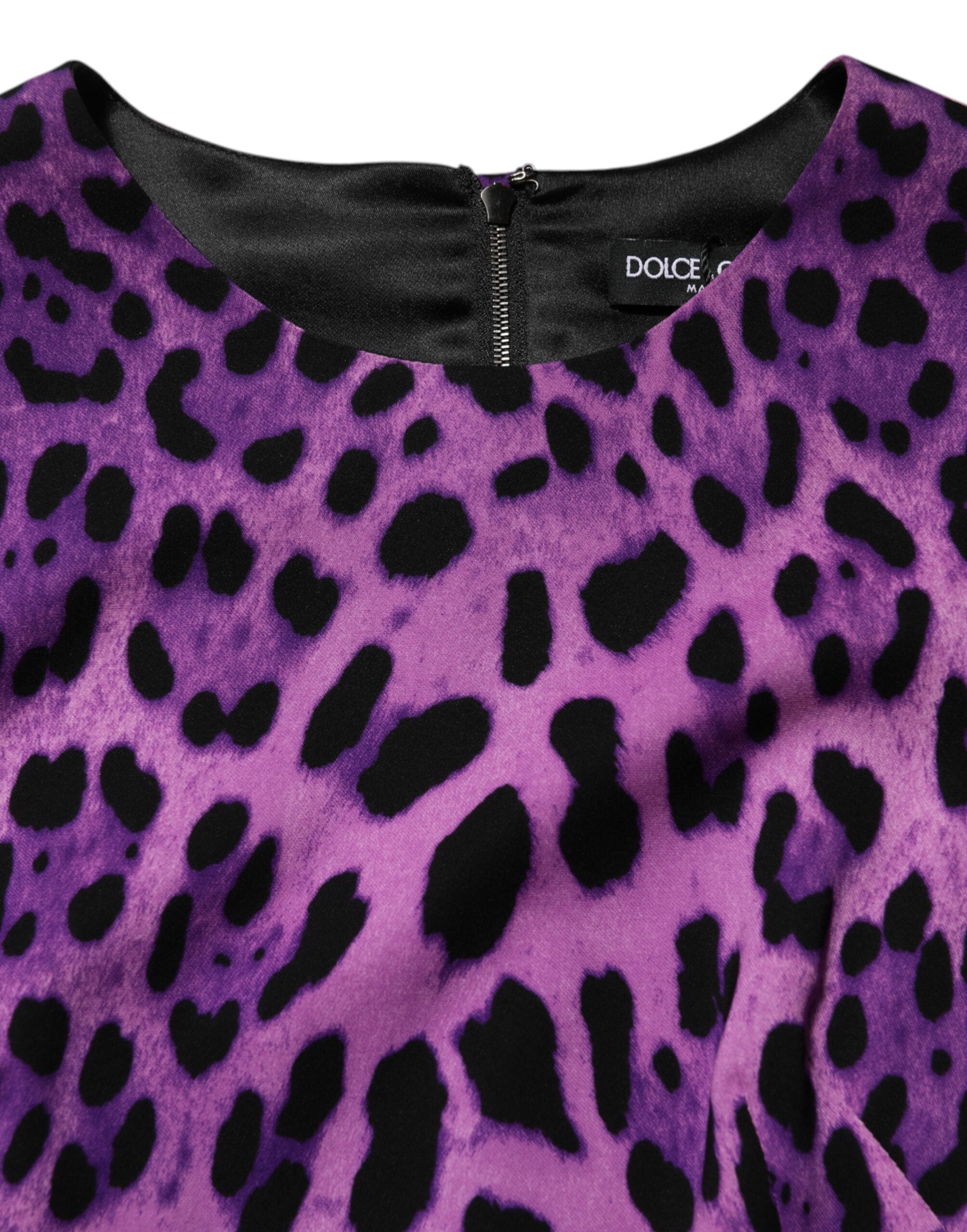 Dolce & Gabbana Violettes Leopardenmantel-Bodycon-Minikleid