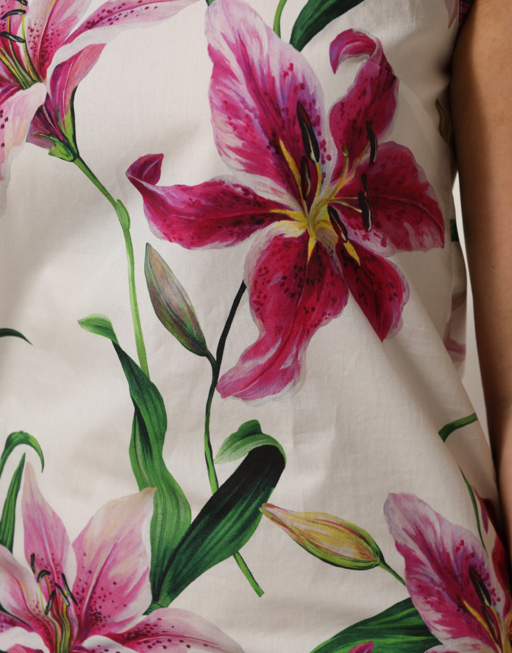 Dolce & Gabbana Weißes geblümtes Minikleid aus Baumwolle ohne Ärmel