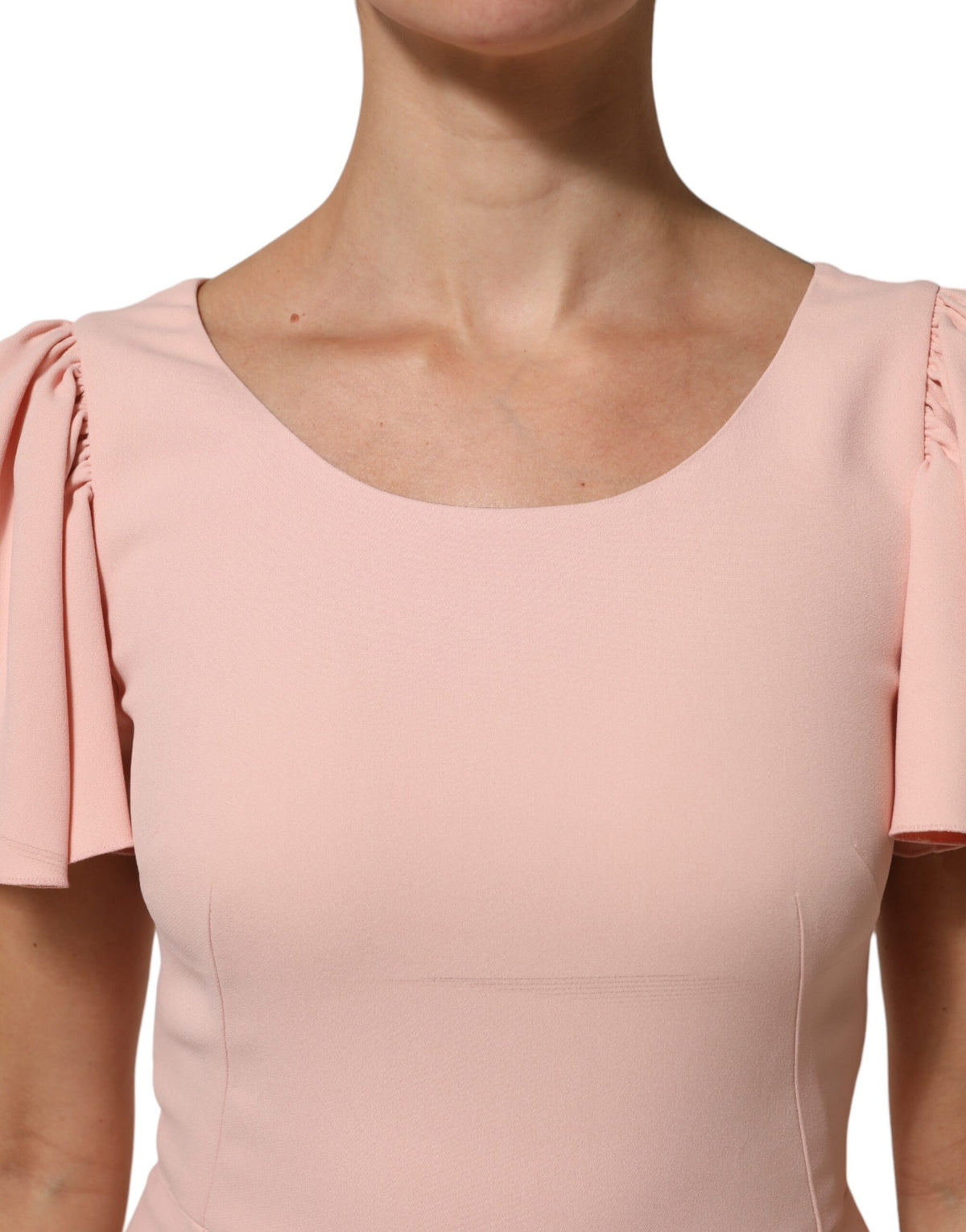 Dolce & Gabbana Roze Viscose Korte Mouw Nauwsluitende Midi Jurk
