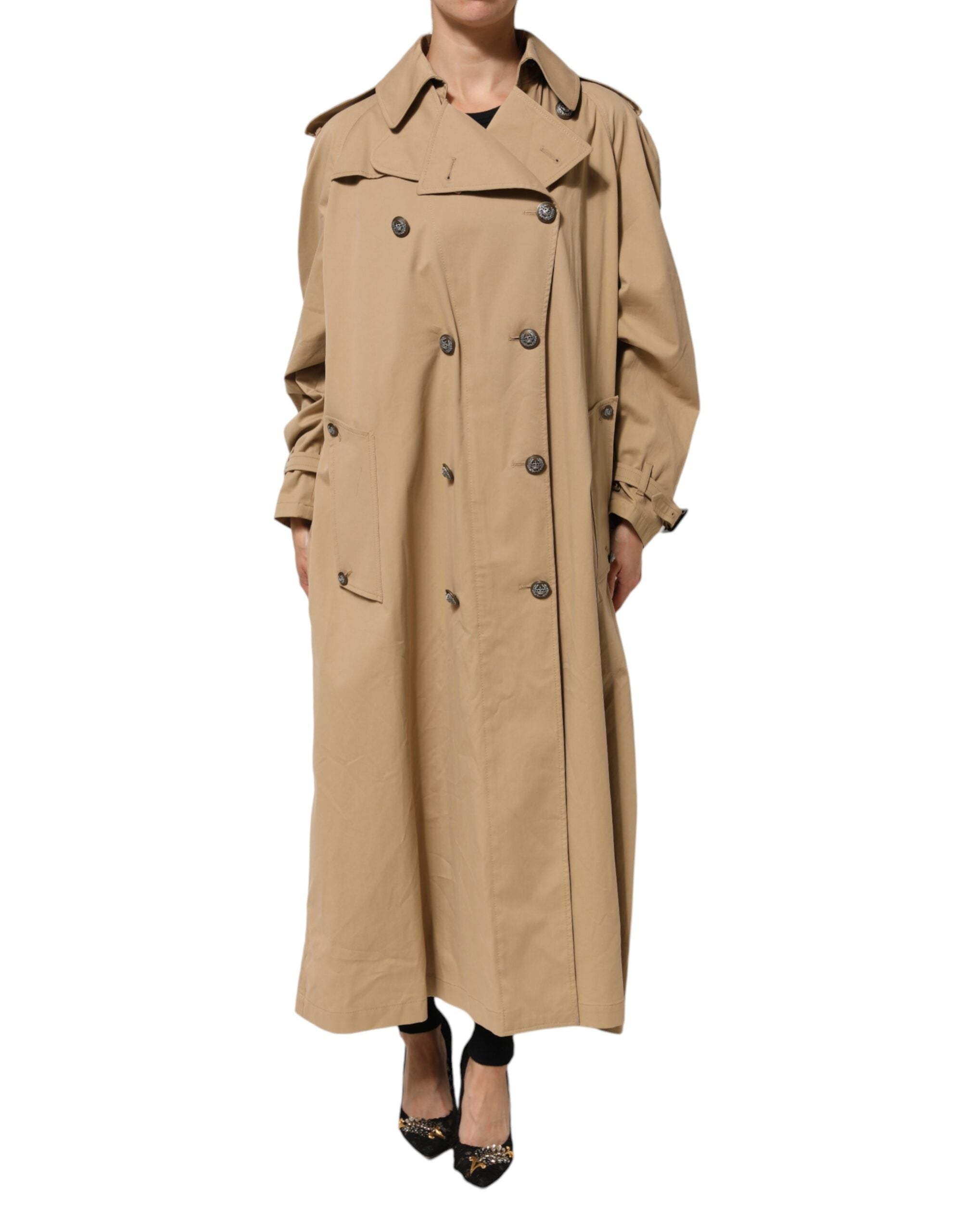 Dolce & Gabbana Khaki Zweireiher Trenchcoat Jacke