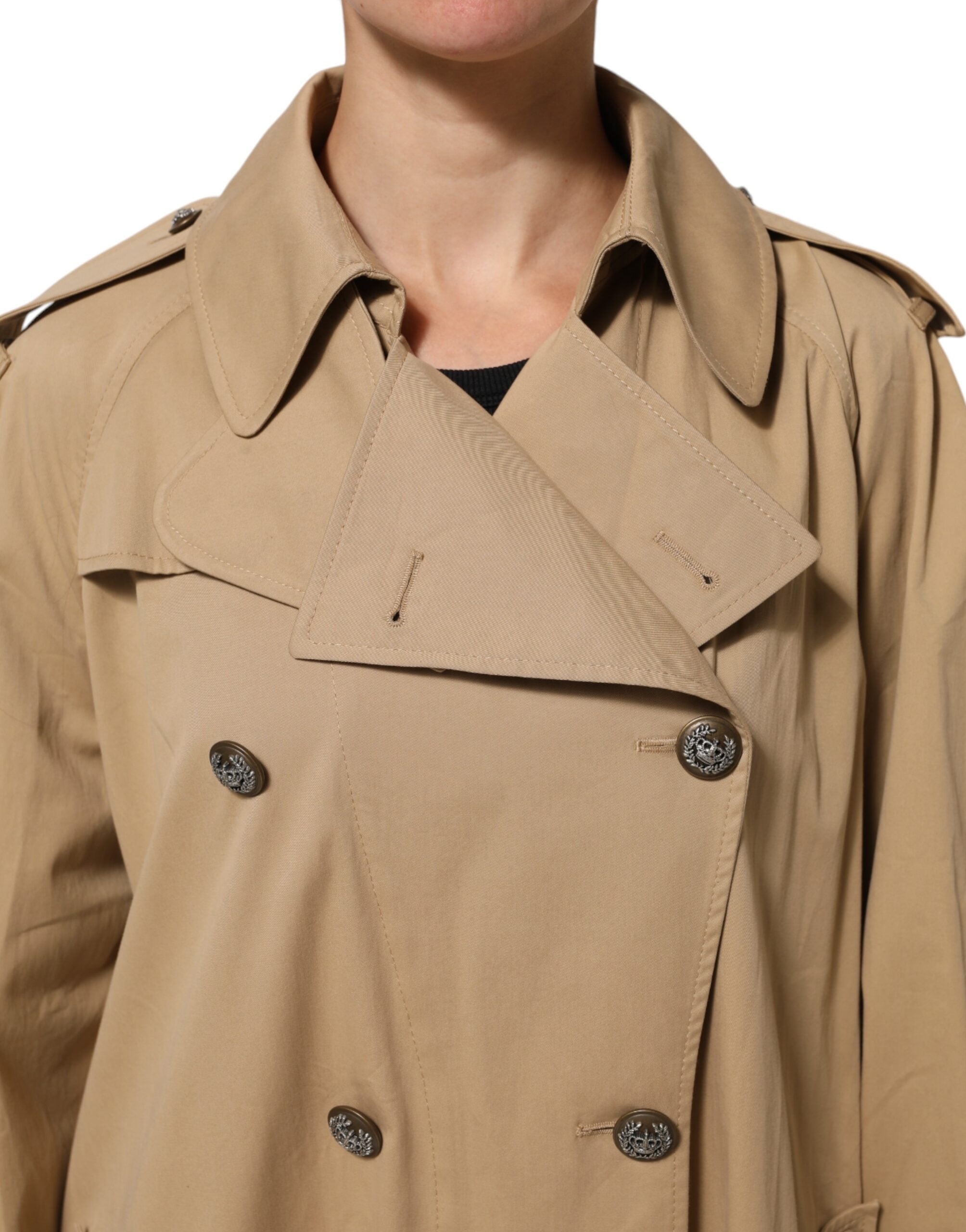 Dolce & Gabbana Khaki Zweireiher Trenchcoat Jacke