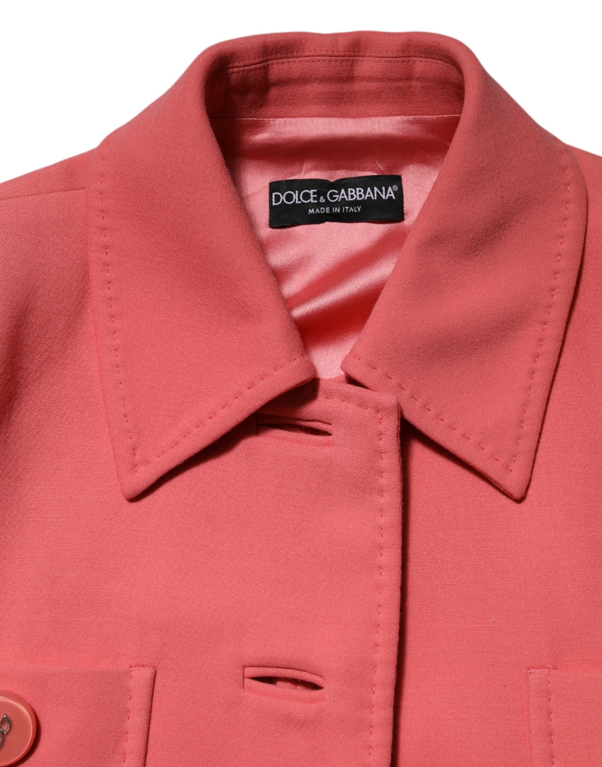 Dolce & Gabbana Rosa geknöpfter Trenchcoat Jacke