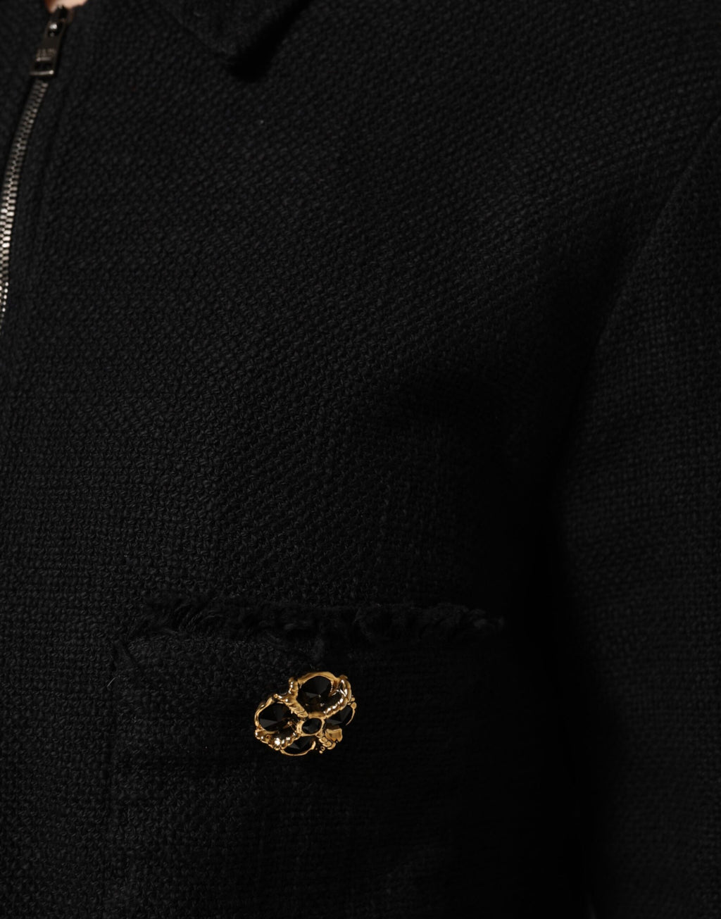 Dolce & Gabbana Schwarzer Baumwollmantel mit geteiltem Reißverschluss