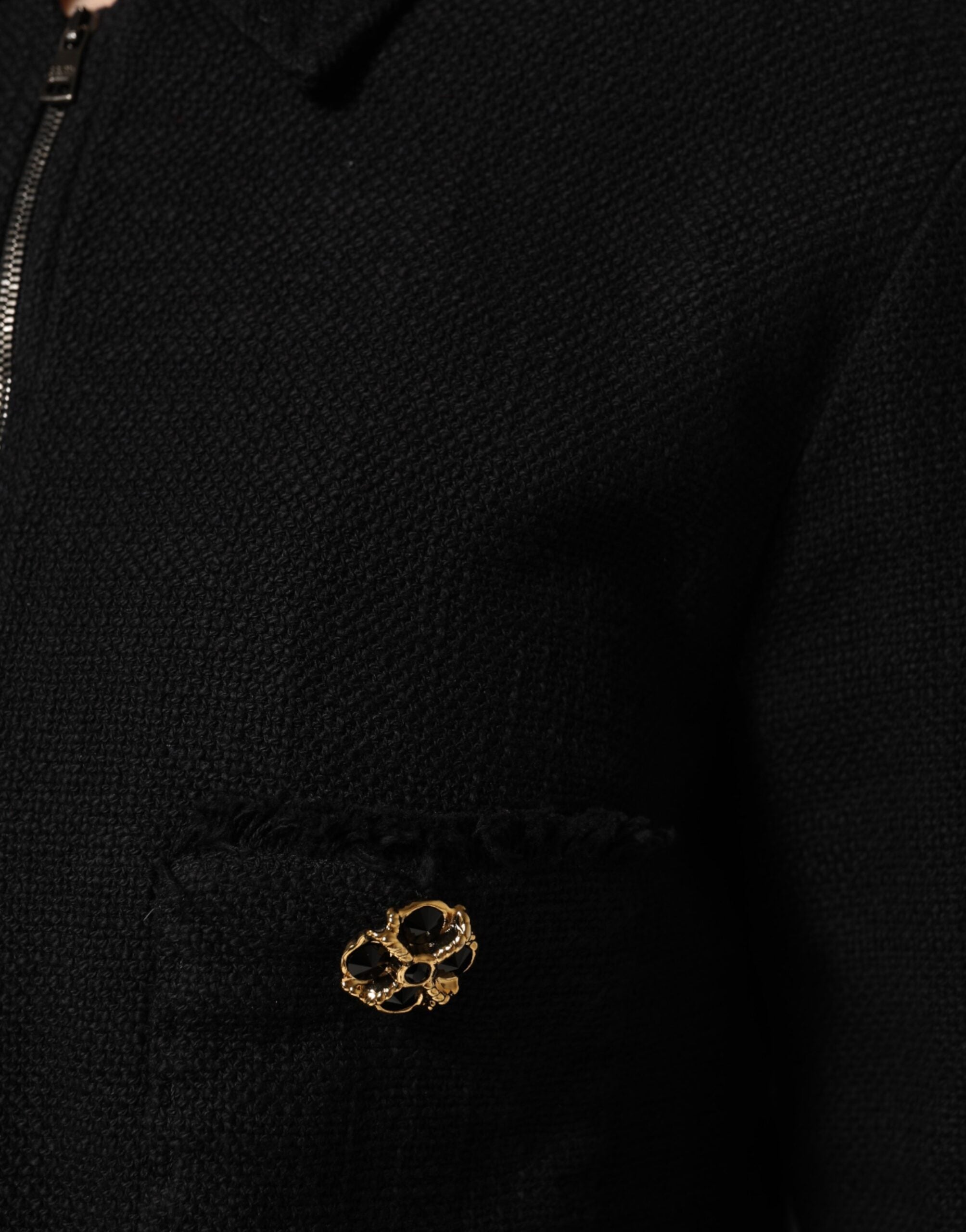 Dolce & Gabbana Schwarzer Baumwollmantel mit geteiltem Reißverschluss