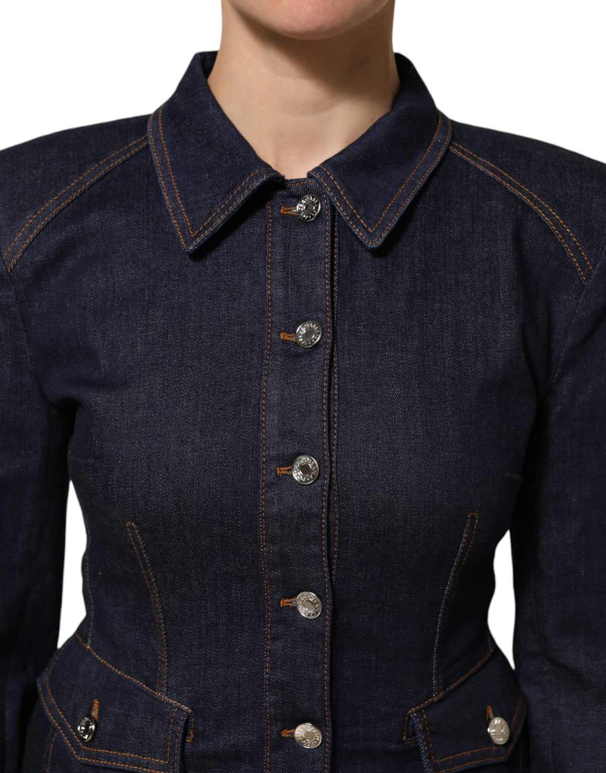 Dolce & Gabbana Donkerblauwe Katoenen Spijkerjas met Kraag