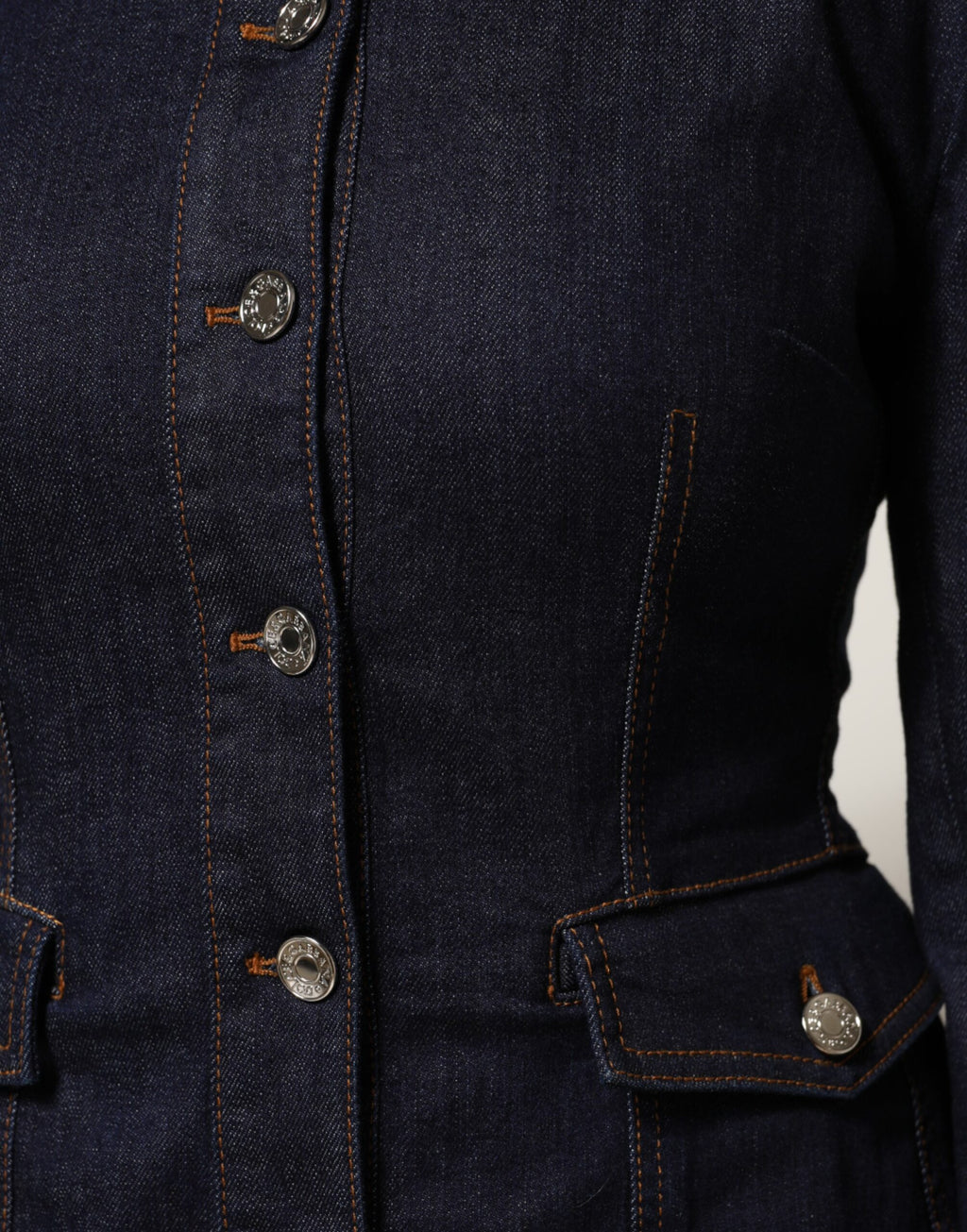 Dolce & Gabbana Donkerblauwe Katoenen Spijkerjas met Kraag