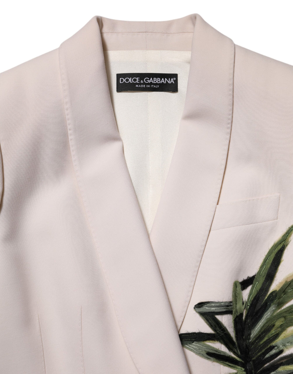Dolce & Gabbana Beige Geborduurd Enkelborstig Jasje