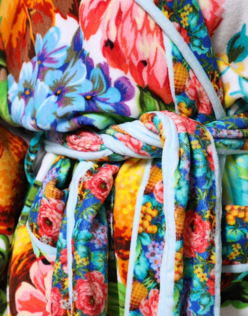 Dolce & Gabbana Multicolor Floral Print Belted Bademantel Mantel Jacke