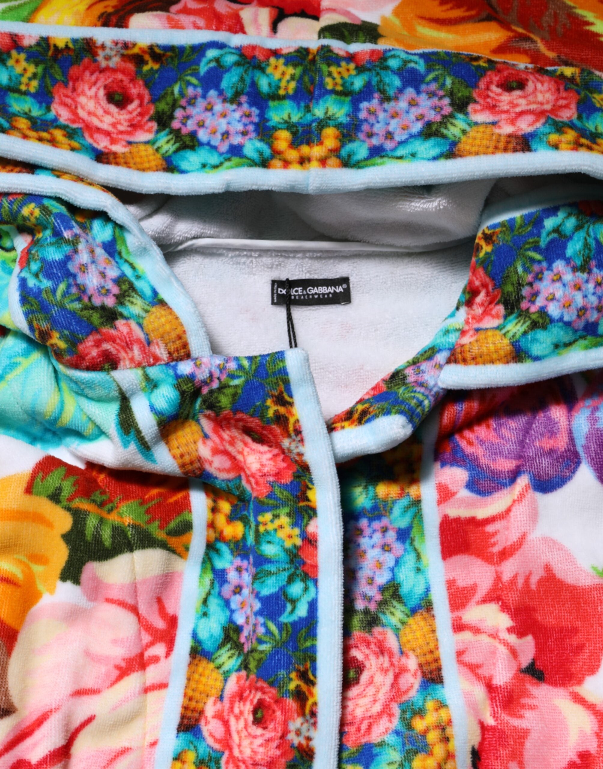 Dolce & Gabbana Multicolor Floral Print Belted Bademantel Mantel Jacke