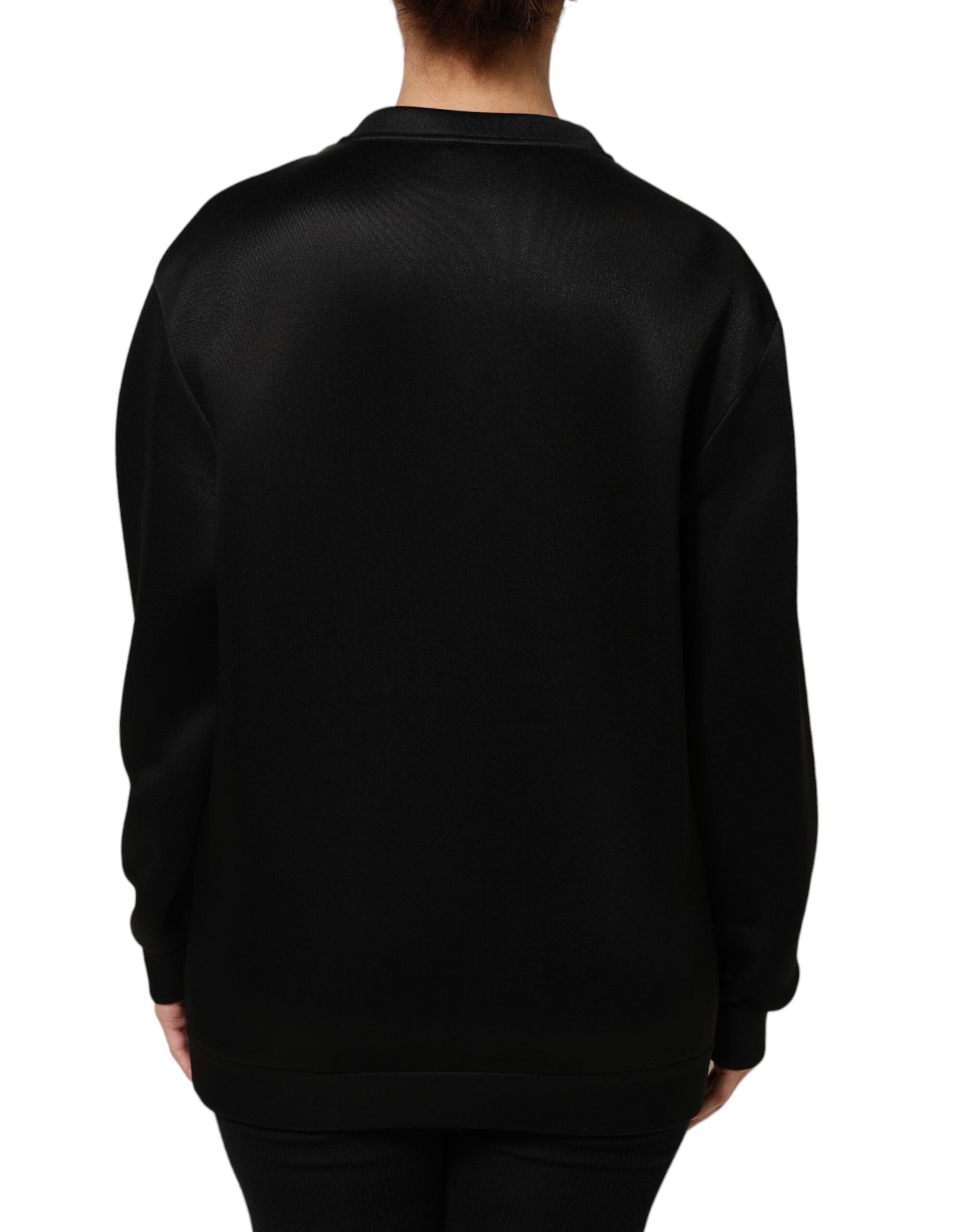 Dolce & Gabbana Schwarzer Kristall DG Halskette Sweatshirt Pullover