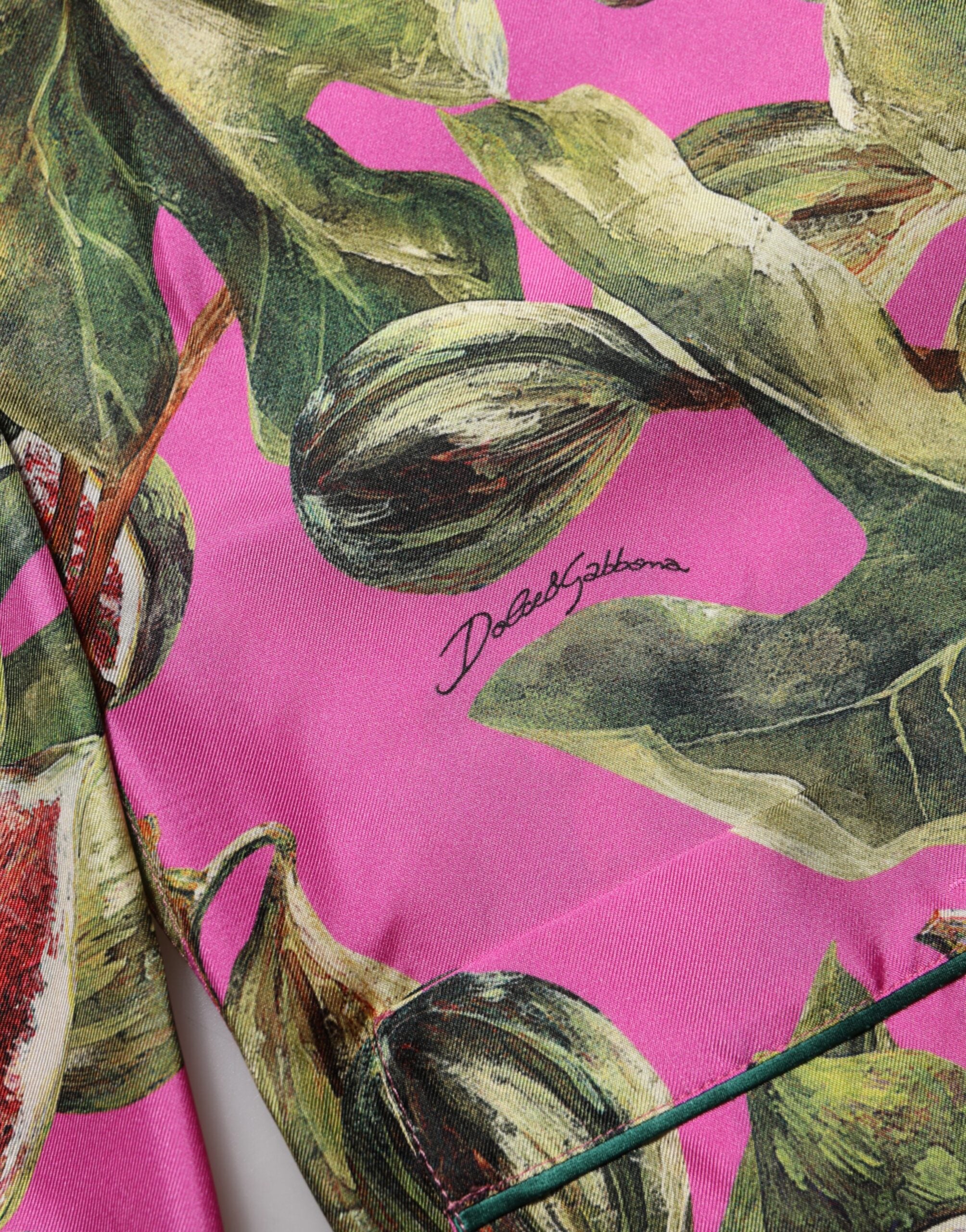 Dolce & Gabbana Hot Pink Feige Bedrucktes Seidenhemd Bluse Top
