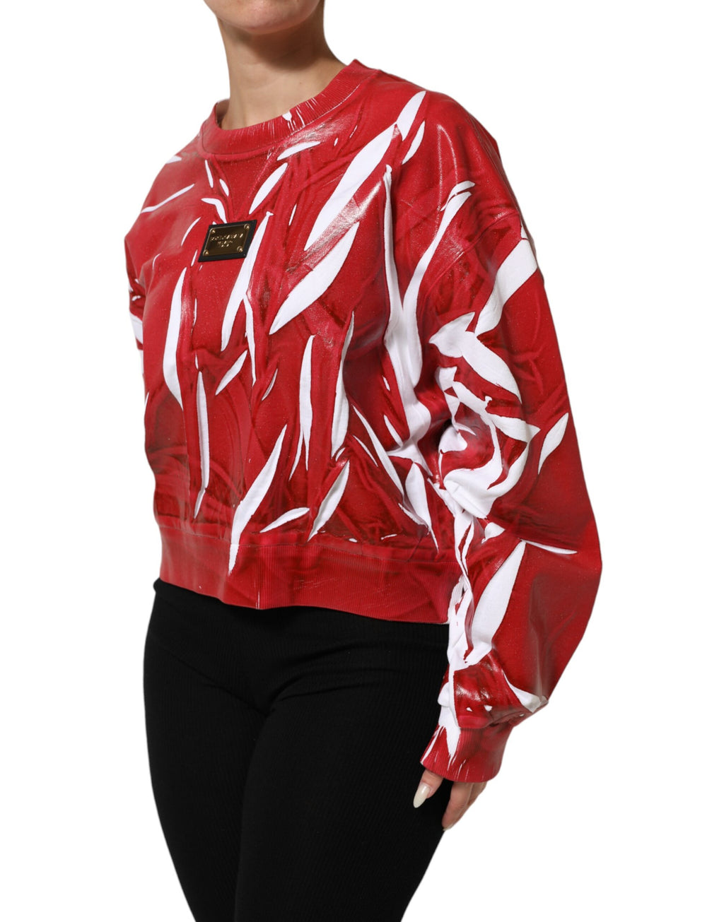 Dolce & Gabbana Rot Weiß Baumwolle Bedruckter Pullover