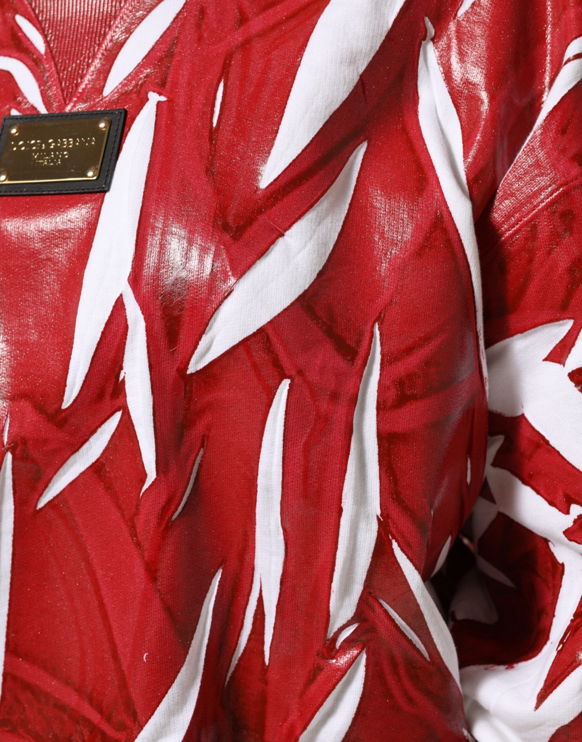 Dolce & Gabbana Rot Weiß Baumwolle Bedruckter Pullover