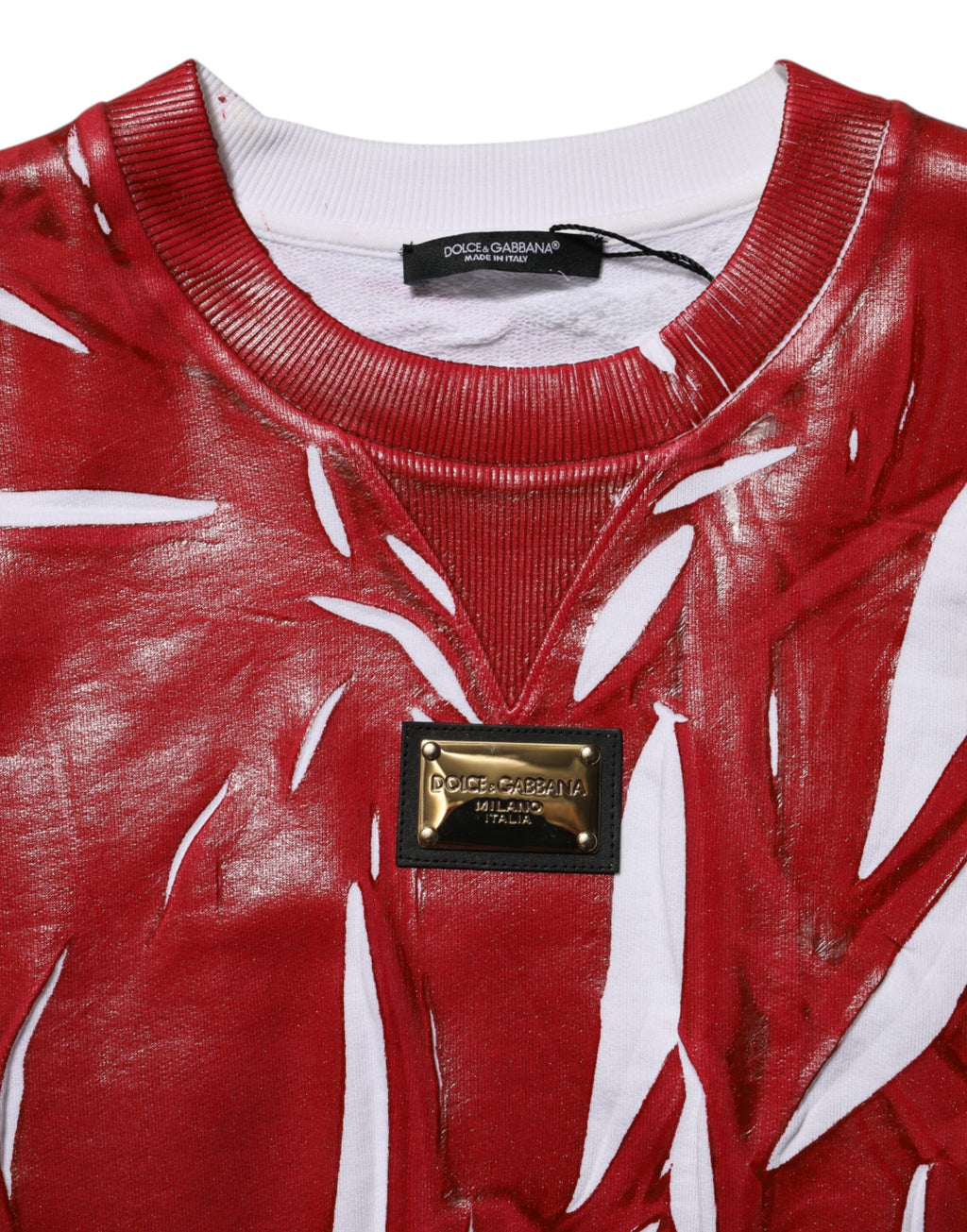 Dolce & Gabbana Rot Weiß Baumwolle Bedruckter Pullover