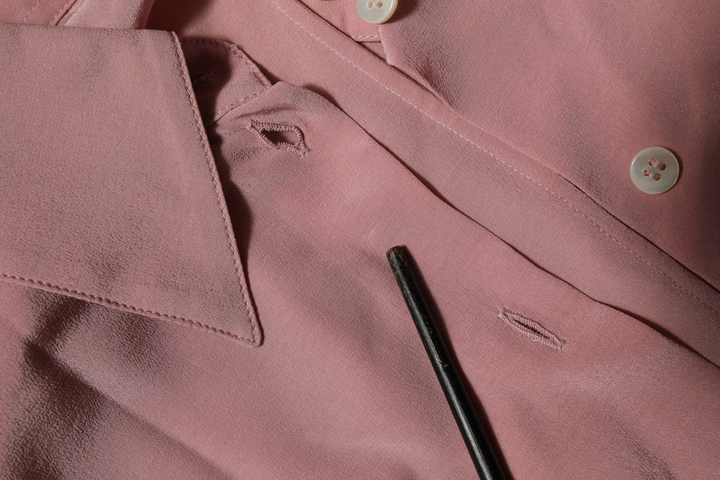 Dolce & Gabbana Rosa Seidenbluse mit Kragen und langen Ärmeln Top