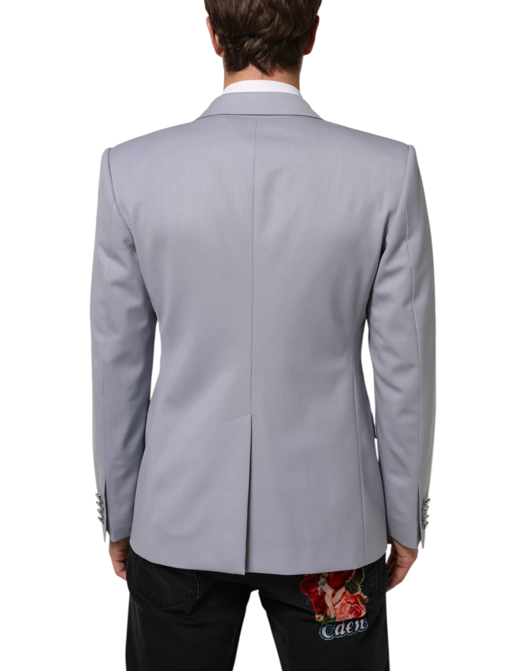 Dolce & Gabbana Graue Wolle SICILIA 2 Knöpfe Herren Anzug Blazer