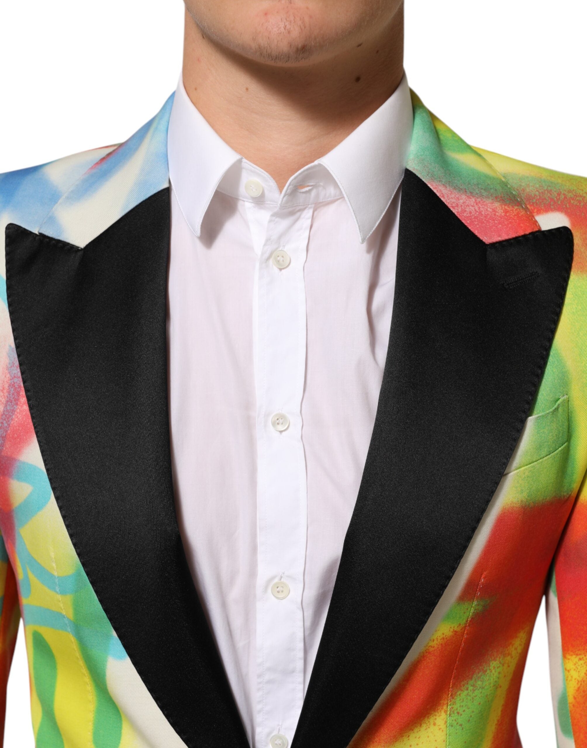 Dolce & Gabbana Multicolor Graffiti SICILIA 1 Knopf Herren Anzug Blazer