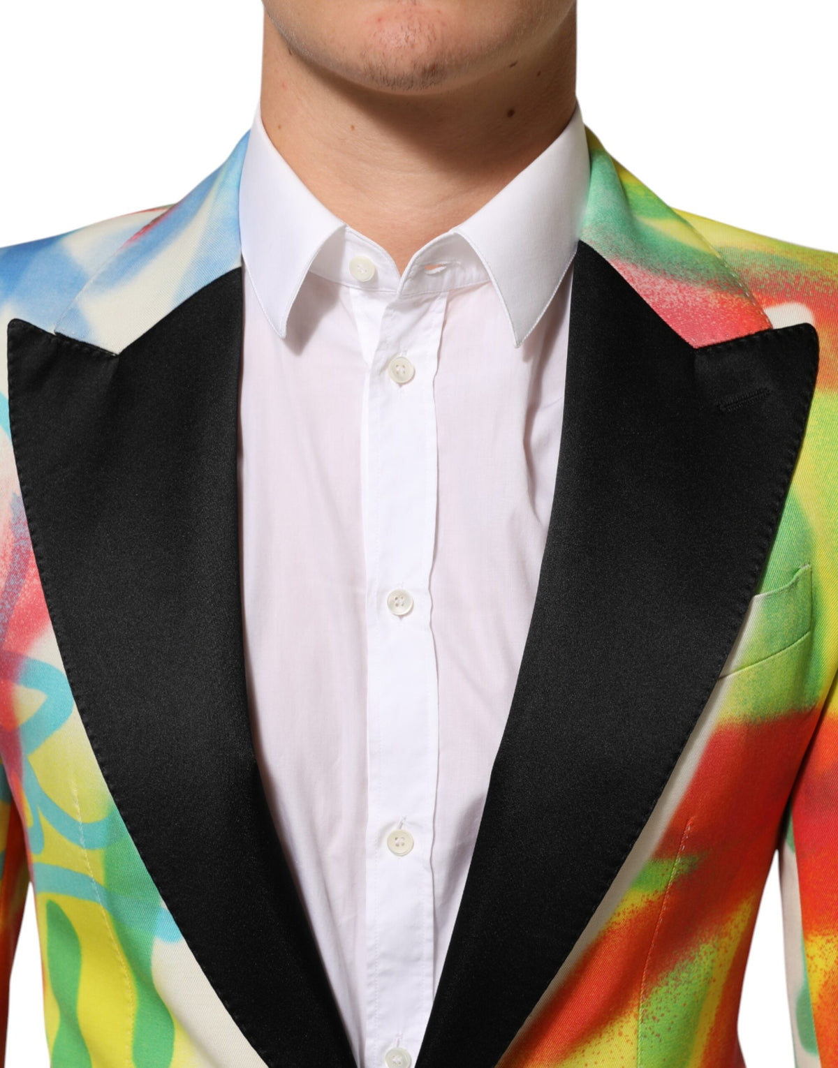 Dolce & Gabbana Veelkleurige Graffiti SICILIA 1 Knoops Heren Pak Blazer