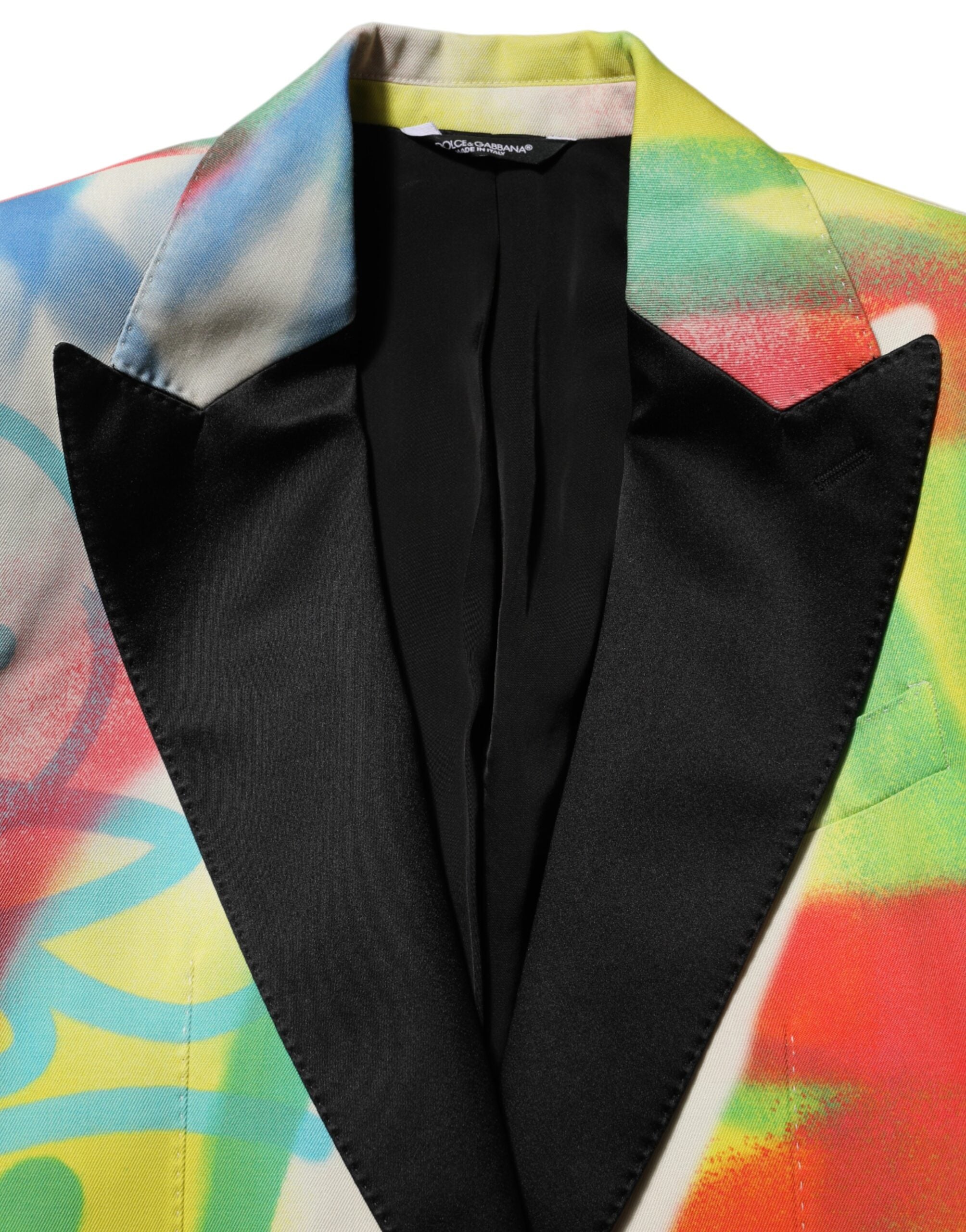 Dolce & Gabbana Multicolor Graffiti SICILIA 1 Knopf Herren Anzug Blazer