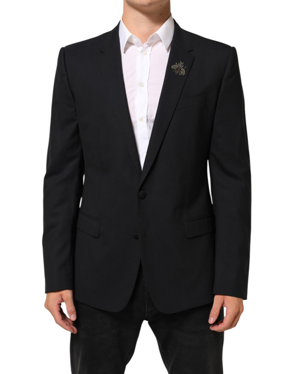 Dolce & Gabbana Schwarz Biene MARTINI 2-Knopf Herren Anzug Blazer