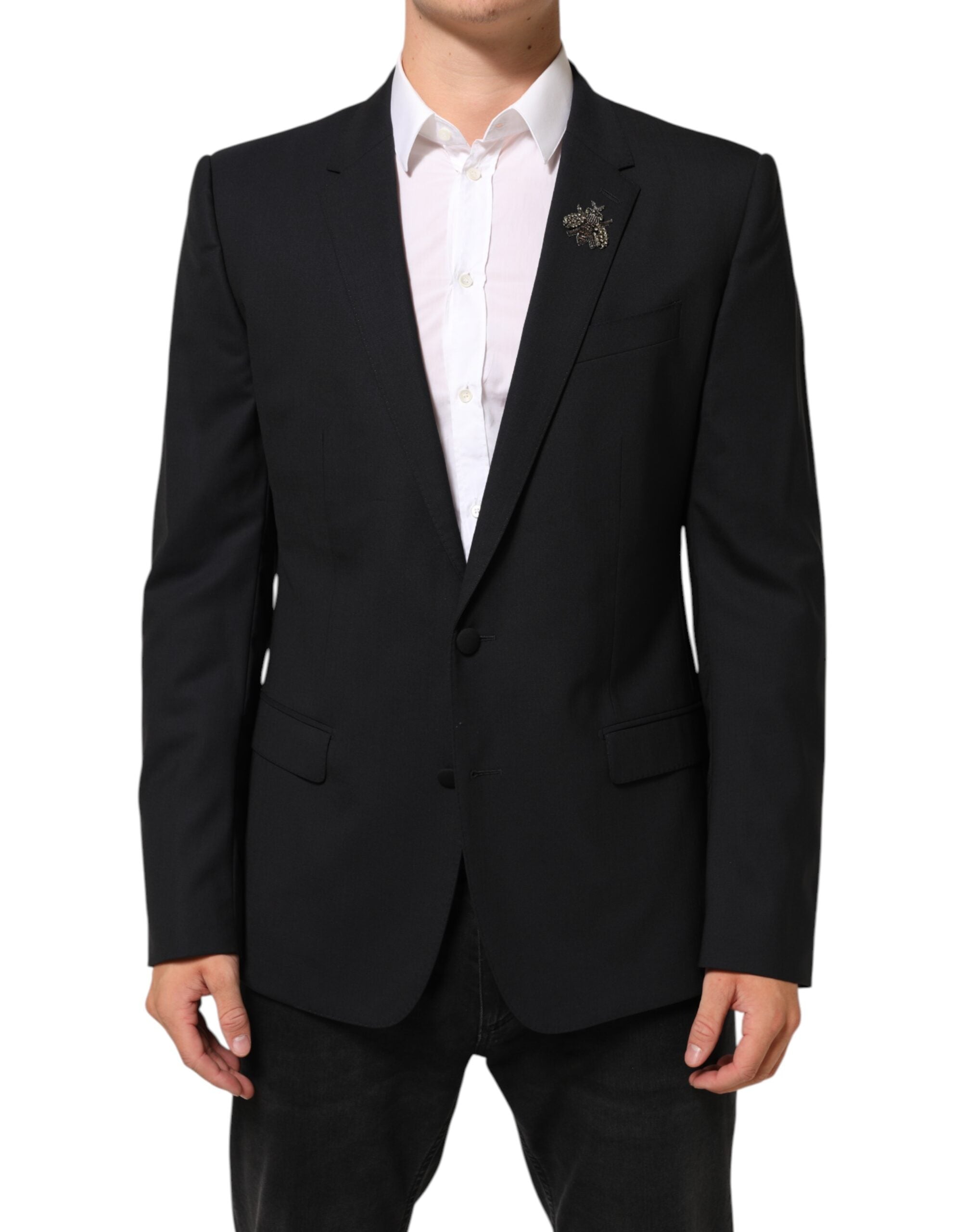 Dolce & Gabbana Schwarz Biene MARTINI 2-Knopf Herren Anzug Blazer