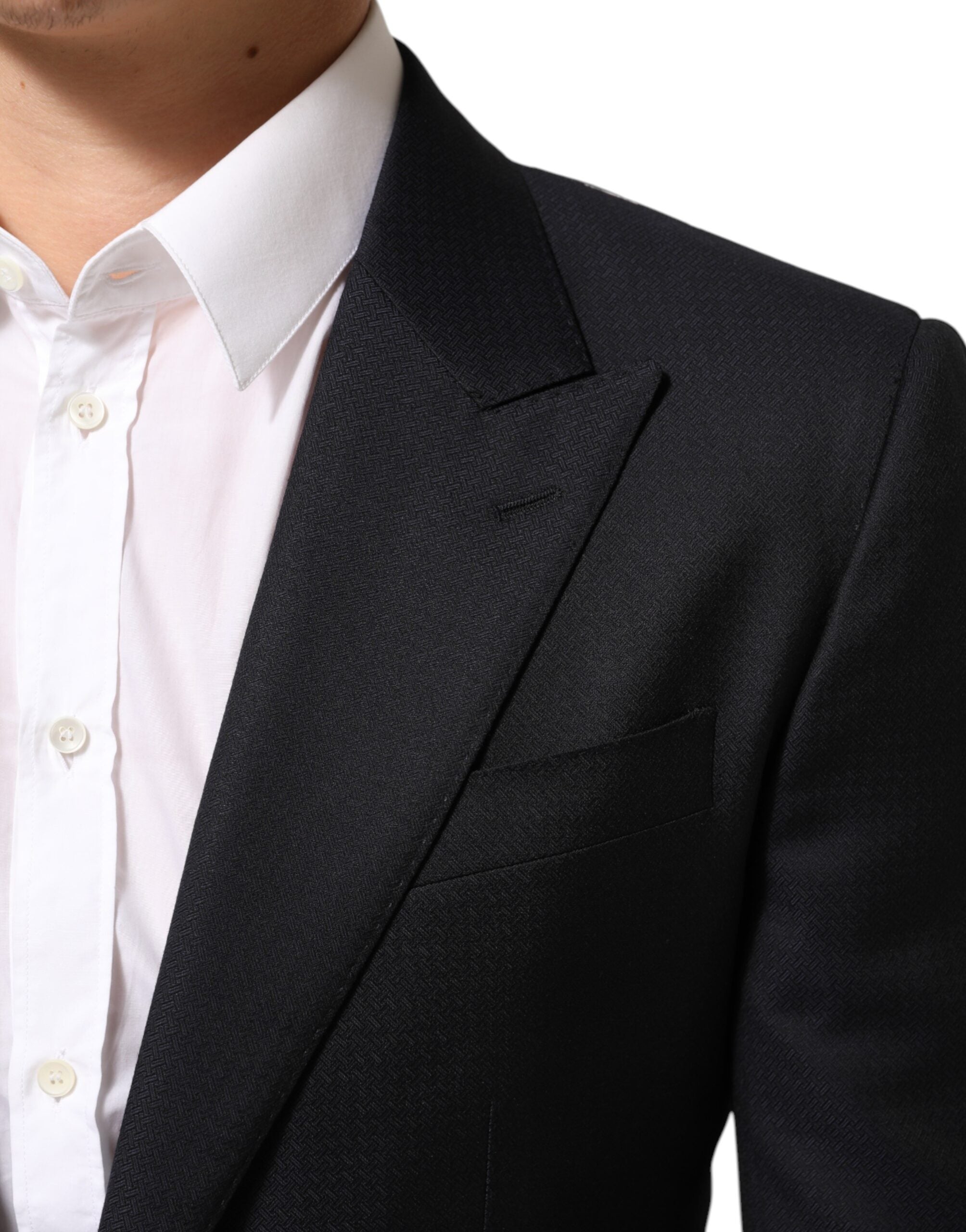 Dolce & Gabbana Schwarzer NAPOLI 2-Knopf Anzug Blazer aus Wolle