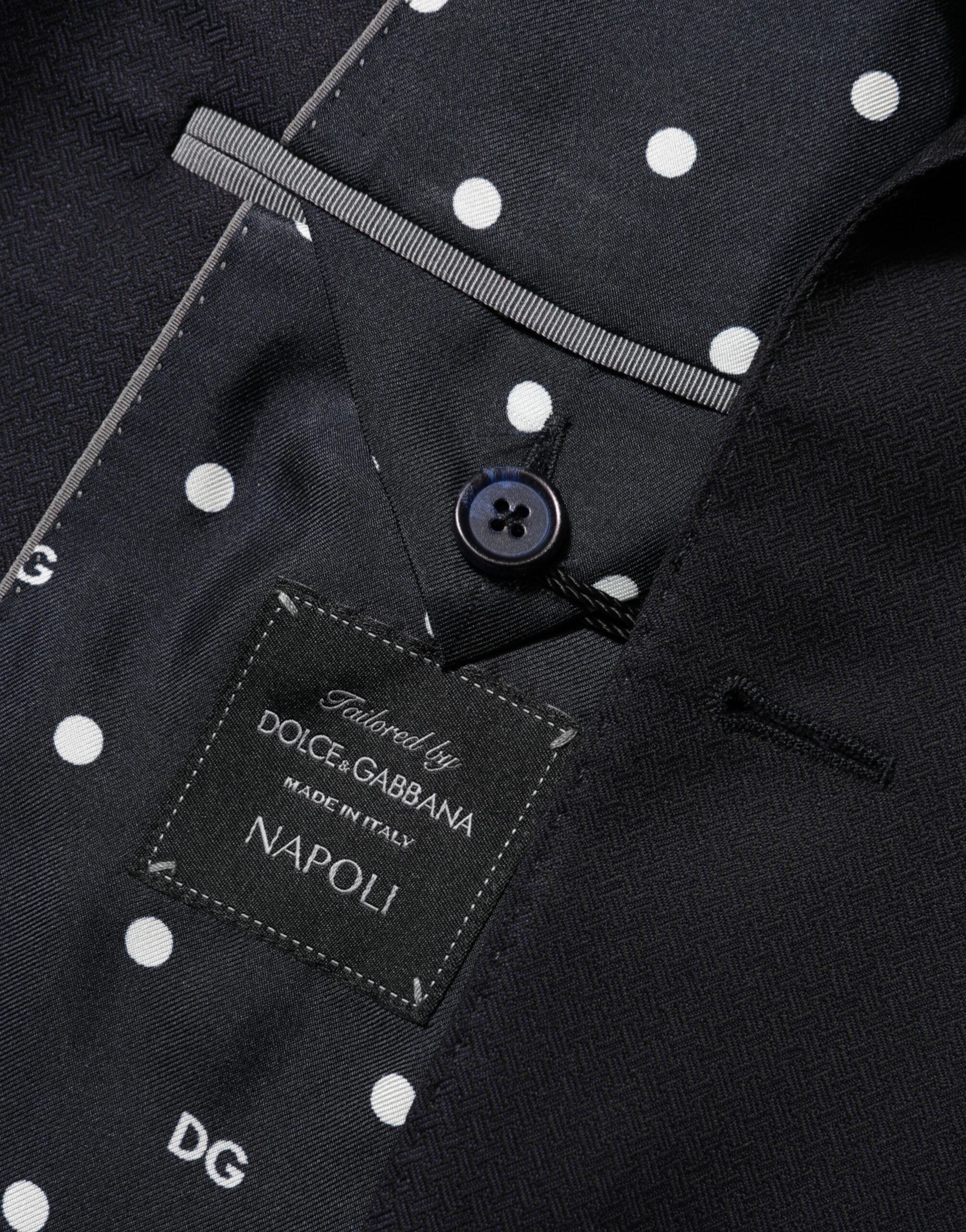 Dolce & Gabbana Schwarzer NAPOLI 2-Knopf Anzug Blazer aus Wolle