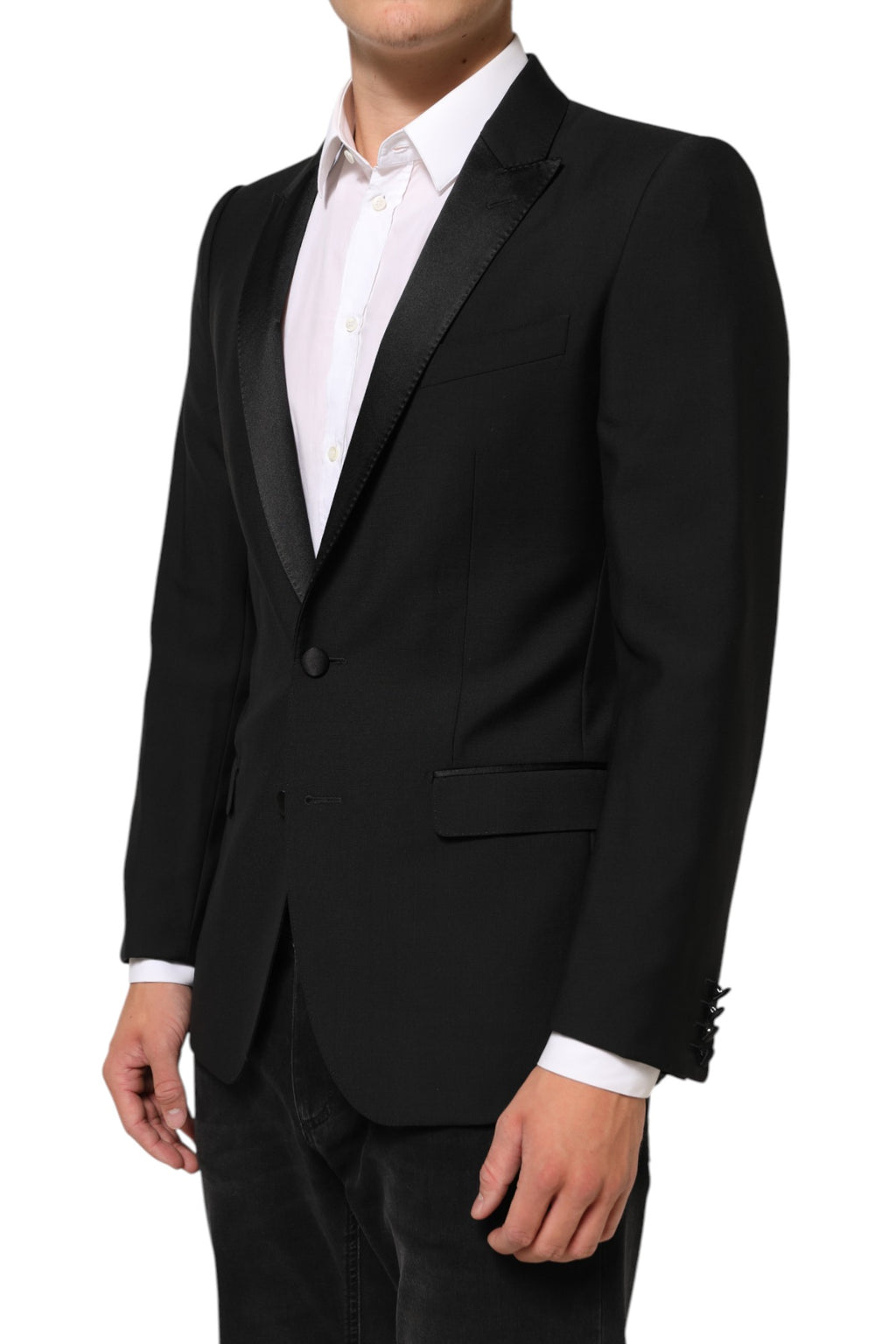 Dolce & Gabbana Schwarzer Wolle MARTINI 2-Knopf Herren Anzug Blazer