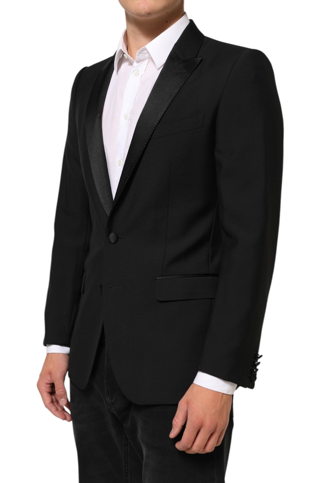 Dolce & Gabbana Schwarzer Wolle MARTINI 2-Knopf Herren Anzug Blazer