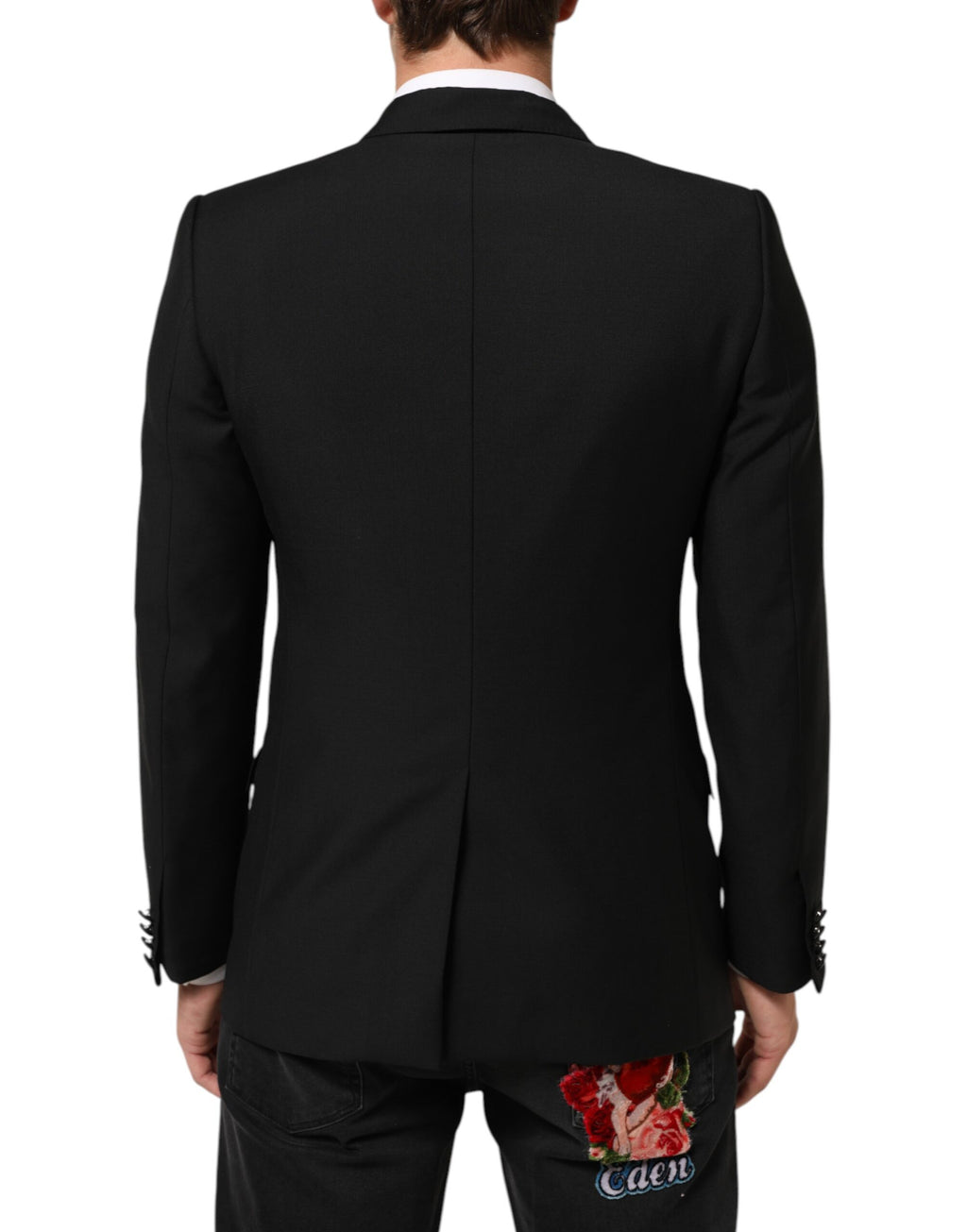 Dolce & Gabbana Schwarzer Wolle MARTINI 2-Knopf Herren Anzug Blazer