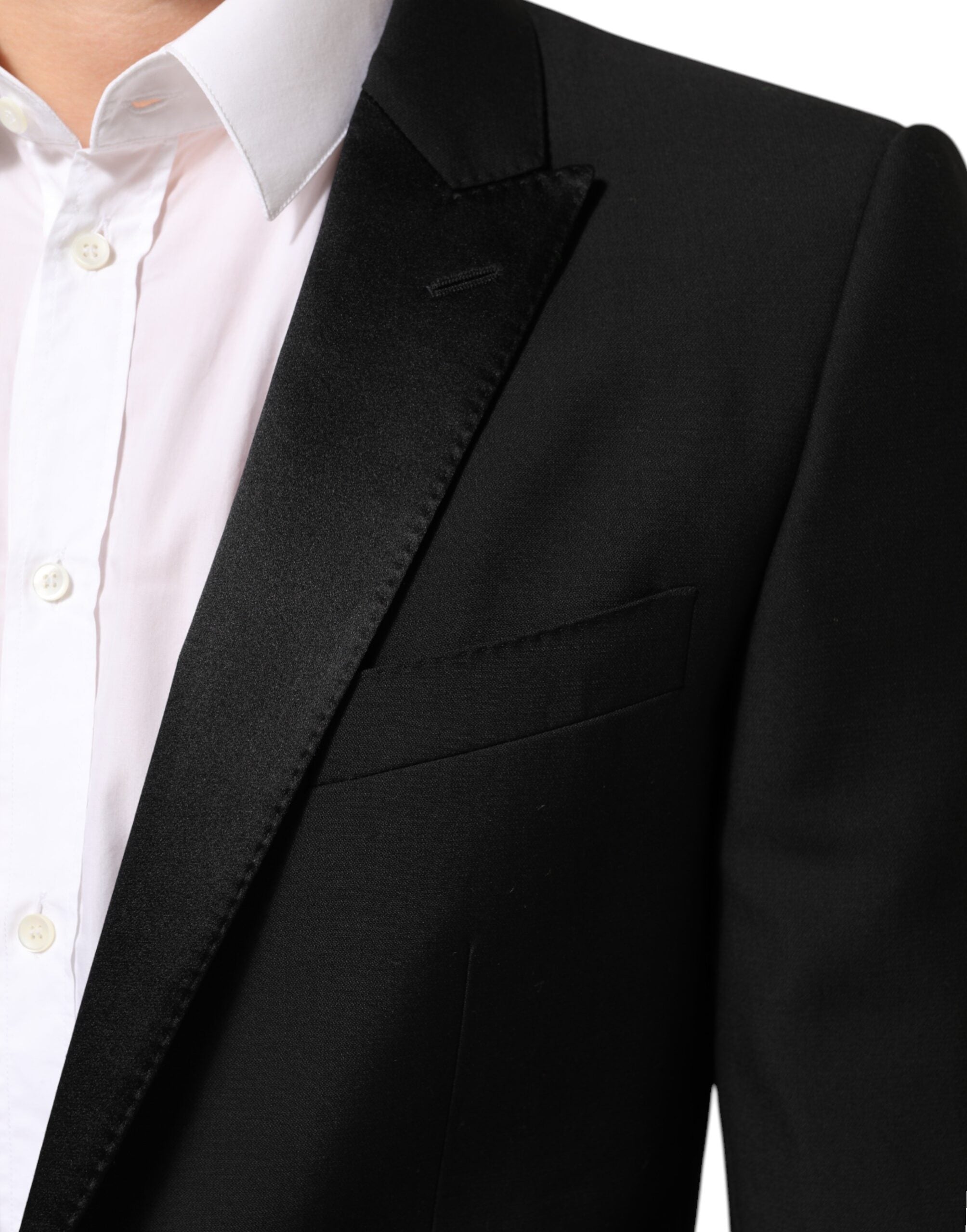 Dolce & Gabbana Schwarzer Wolle MARTINI 2-Knopf Herren Anzug Blazer