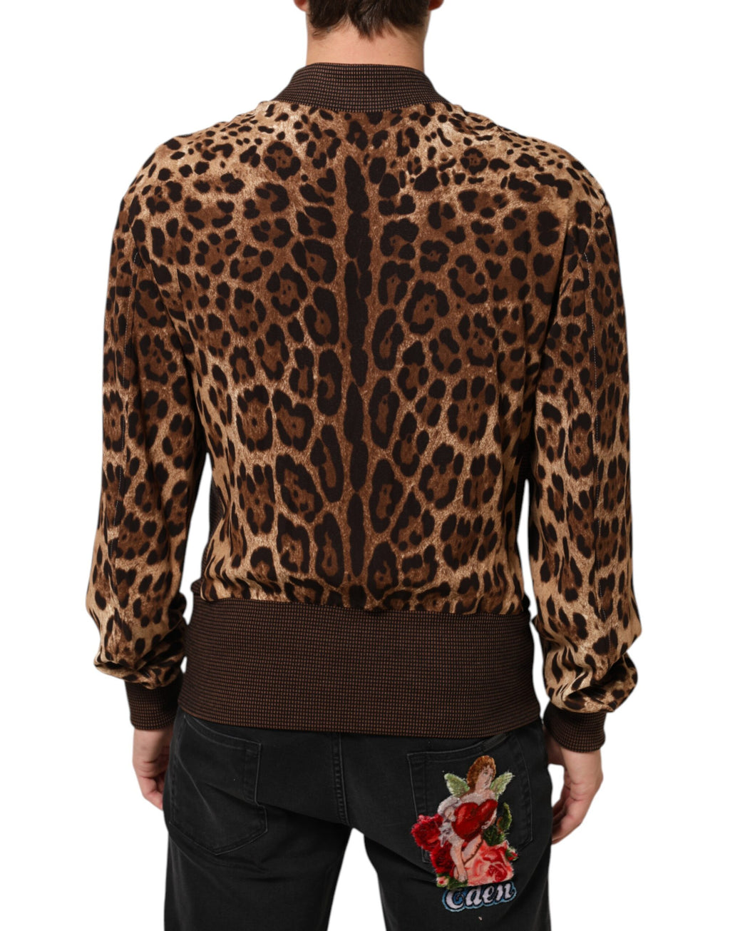 Dolce & Gabbana Braune Leopardenmuster "Sneak Peek" Patch Jacke