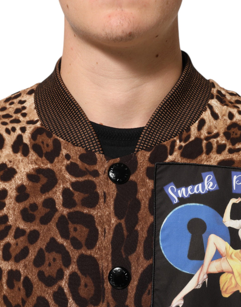 Dolce & Gabbana Braune Leopardenmuster "Sneak Peek" Patch Jacke