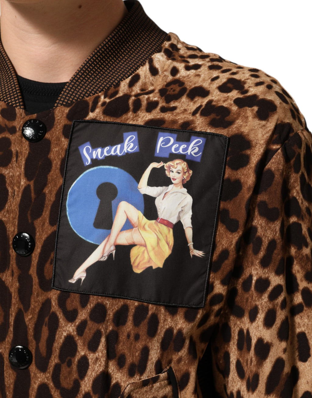 Dolce & Gabbana Braune Leopardenmuster "Sneak Peek" Patch Jacke