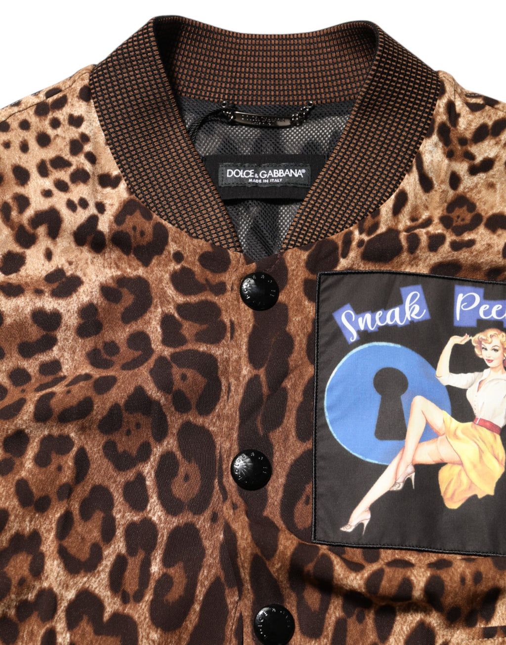 Dolce & Gabbana Braune Leopardenmuster "Sneak Peek" Patch Jacke