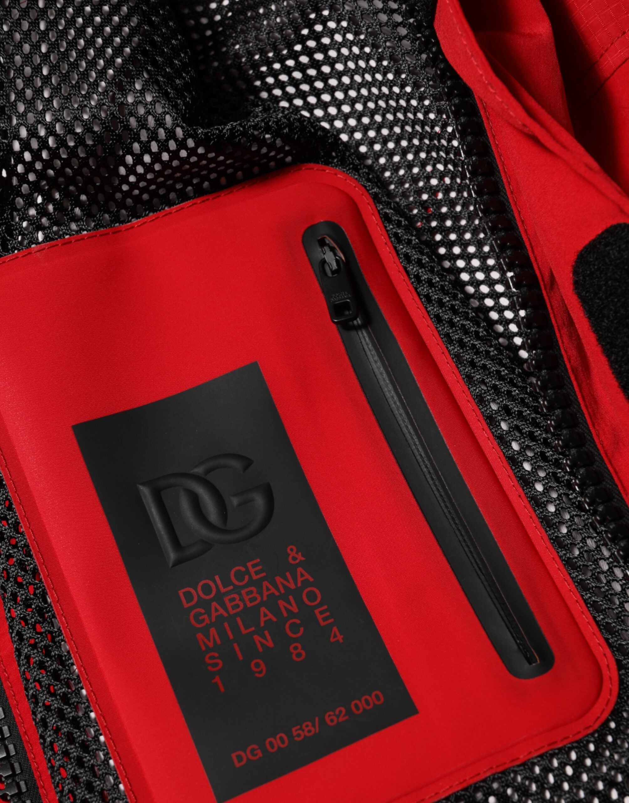 Dolce & Gabbana Rote Nylon Kapuzen-Parka-Jacke für Männer mit Reißverschluss