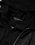 Dolce & Gabbana Schwarze Baumwoll-Bomberjacke mit Kapuze und durchgehendem Reißverschluss