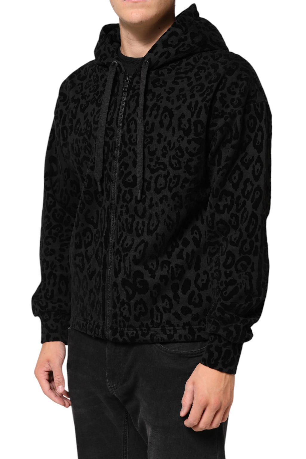 Dolce & Gabbana Schwarze Bomberjacke aus Baumwolle mit Kapuze und Reißverschluss