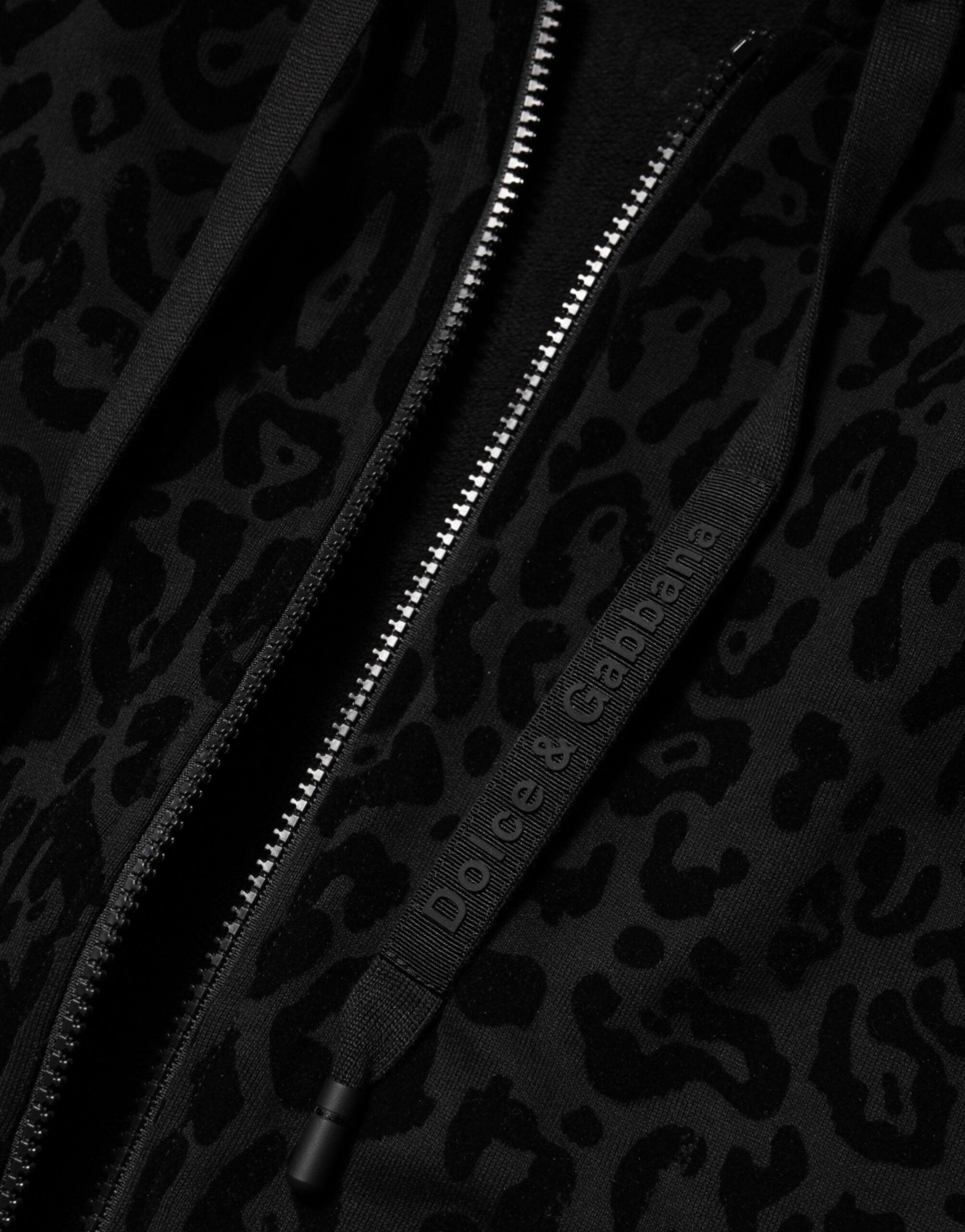 Dolce & Gabbana Schwarze Bomberjacke aus Baumwolle mit Kapuze und Reißverschluss