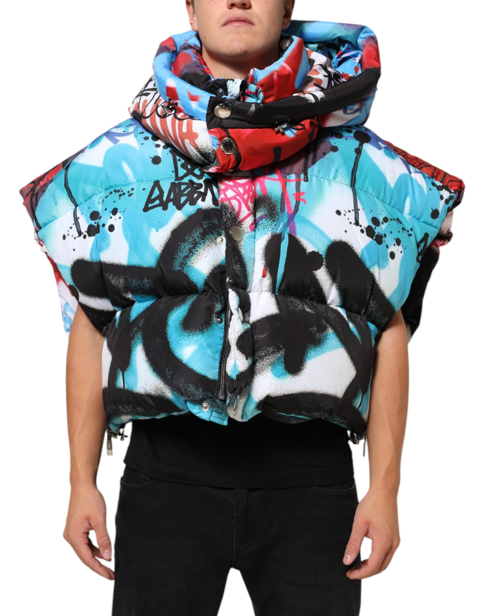 Dolce & Gabbana Multicolor Graffiti Sportweste mit Kapuze Jacke