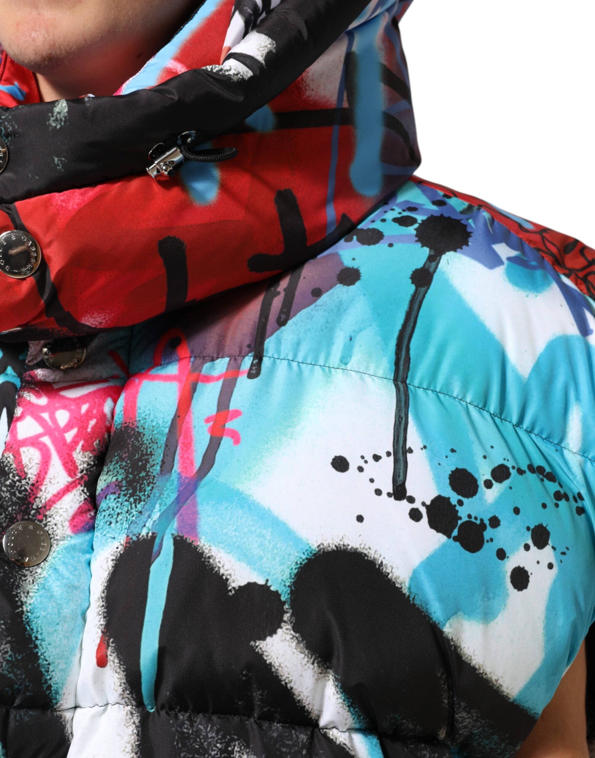 Dolce & Gabbana Multicolor Graffiti Sportweste mit Kapuze Jacke