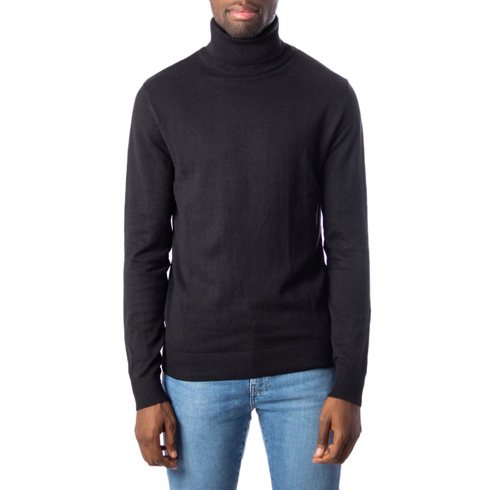 Jack Jones Schwarzer Baumwoll-Rollkragenpullover