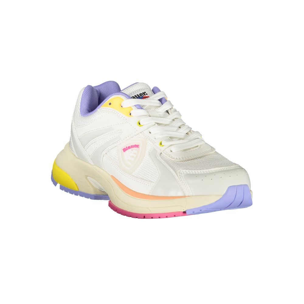 Blauer Sneaker aus weißem Polyester