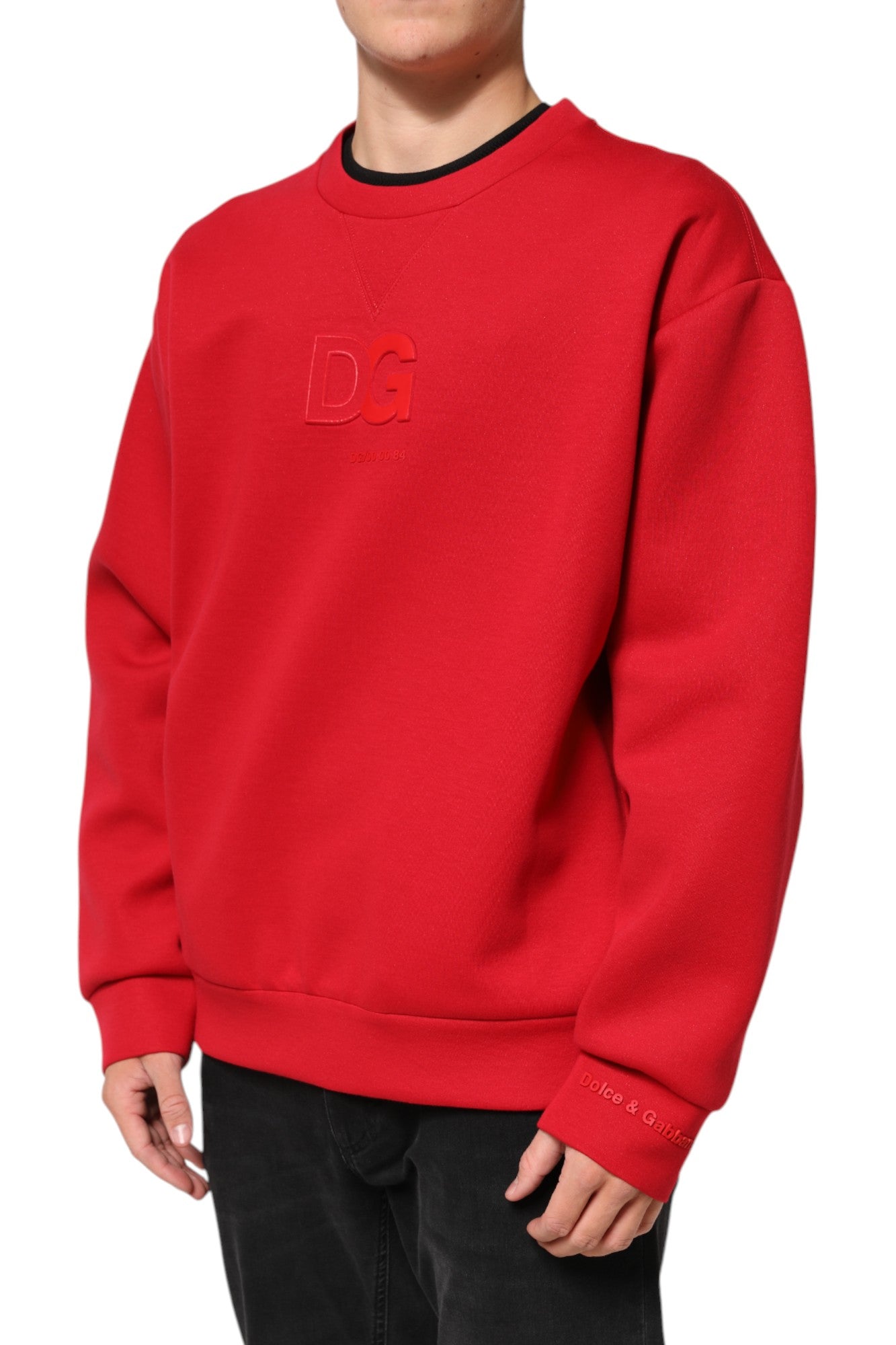 Dolce & Gabbana Rot DG Logo Rundhalsausschnitt Männer Sweatshirt Pullover