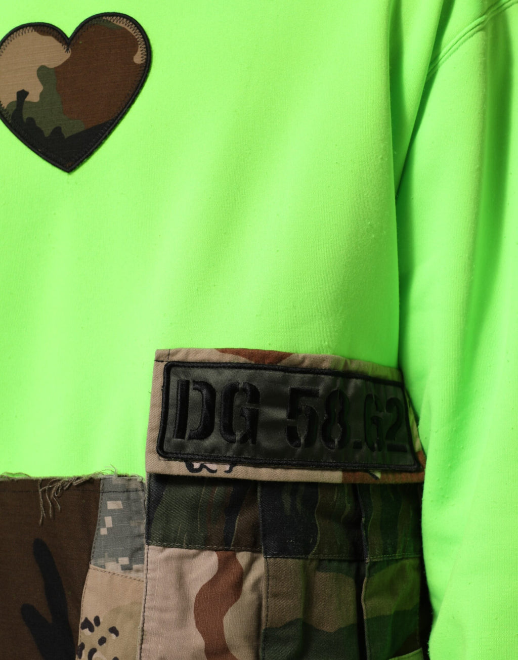 Dolce & Gabbana Grünes Patchwork Herz Männer Sweatshirt Pullover